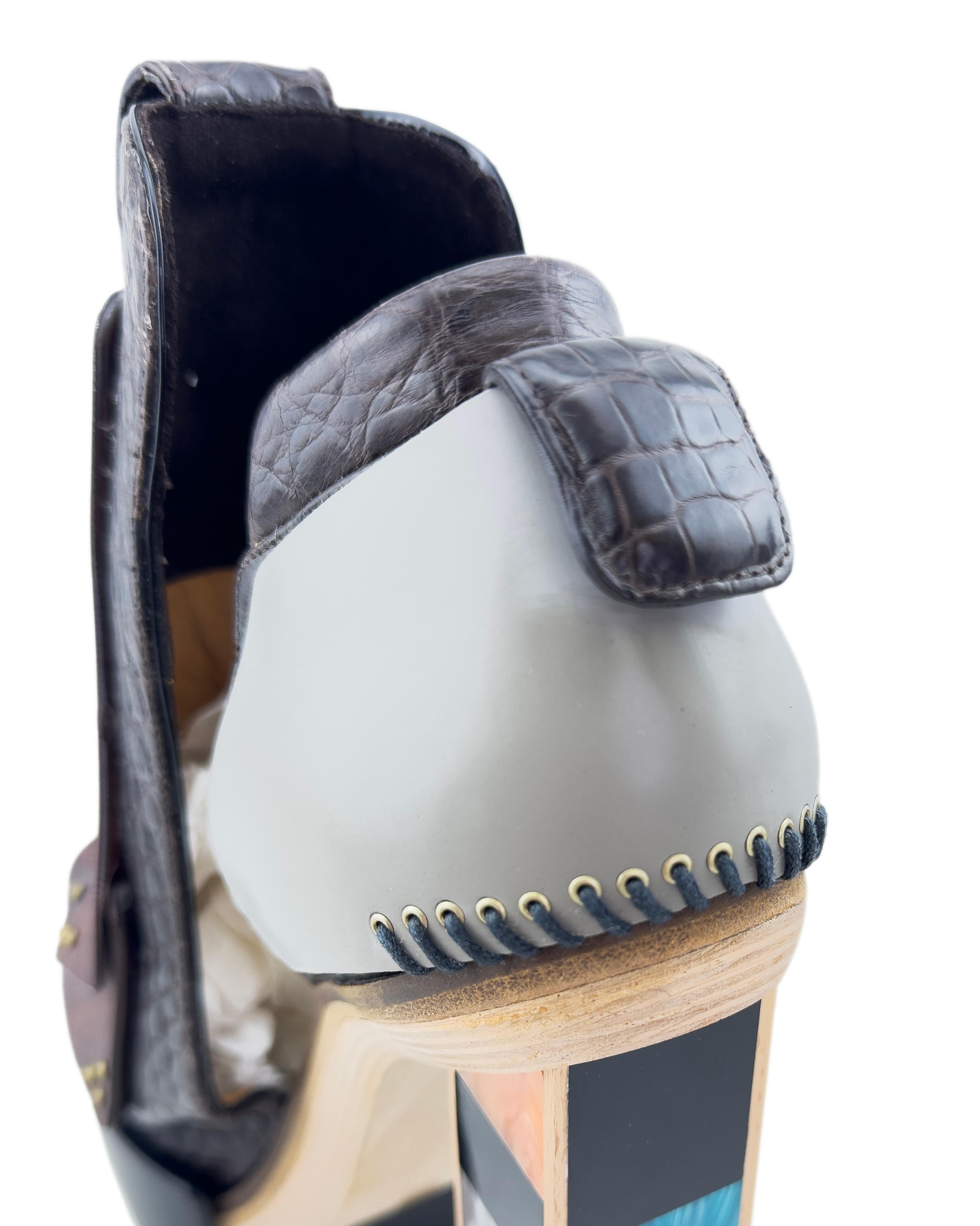 Balenciaga by Nicolas Ghesquiere Fall 2010 Runway Mixed Media Wooden Block Heels 2