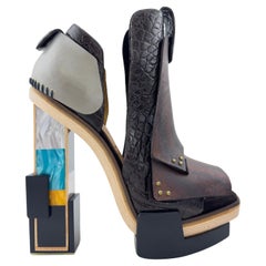 Balenciaga by Nicolas Ghesquiere Fall 2010 Runway Mixed Media Wooden Block Heels
