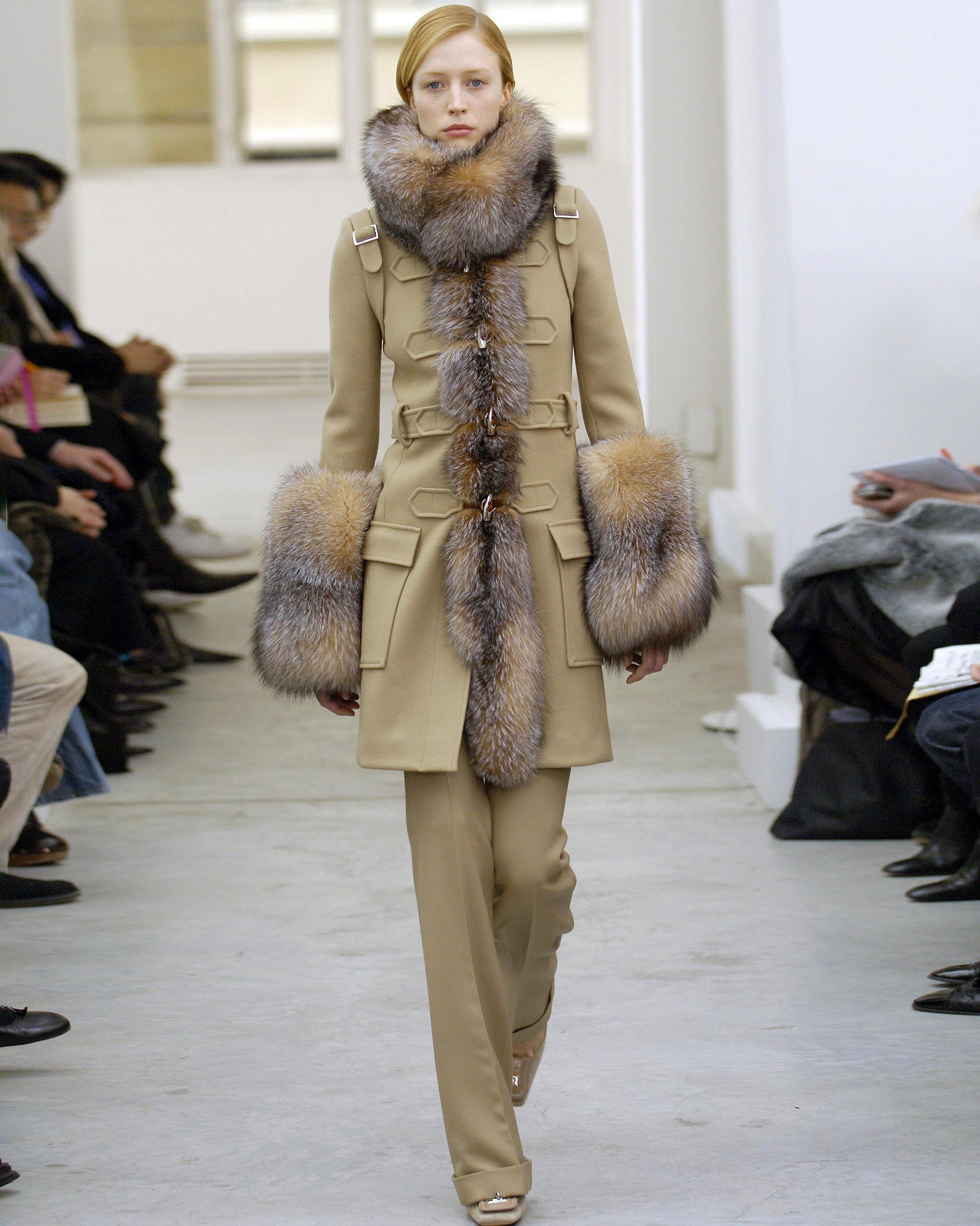 Balenciaga by Nicolas Ghesquière Fur-Trimmed Felted Wool Duffle Coat, fw 2005 For Sale 6