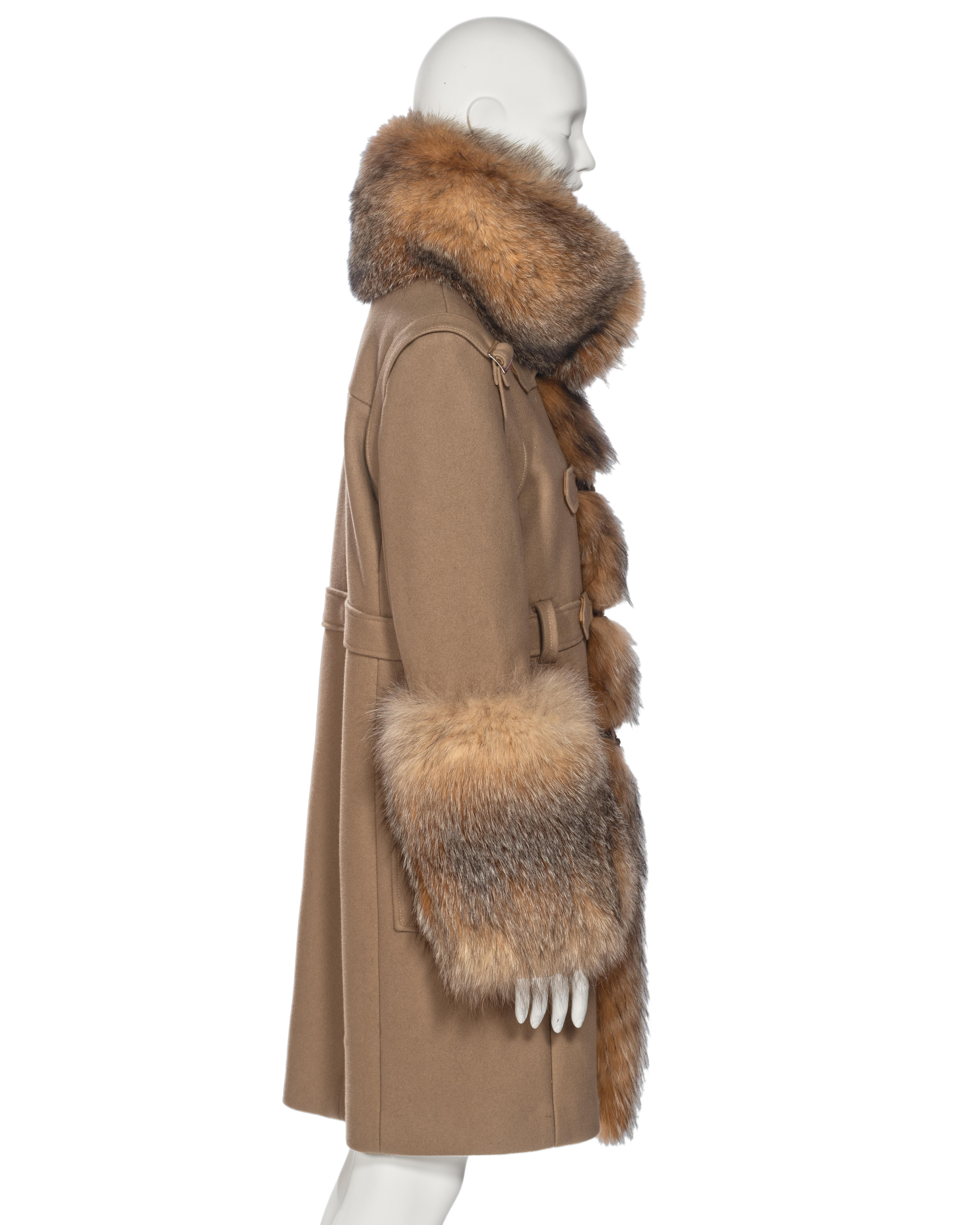 Balenciaga by Nicolas Ghesquière Fur-Trimmed Felted Wool Duffle Coat, fw 2005 For Sale 8