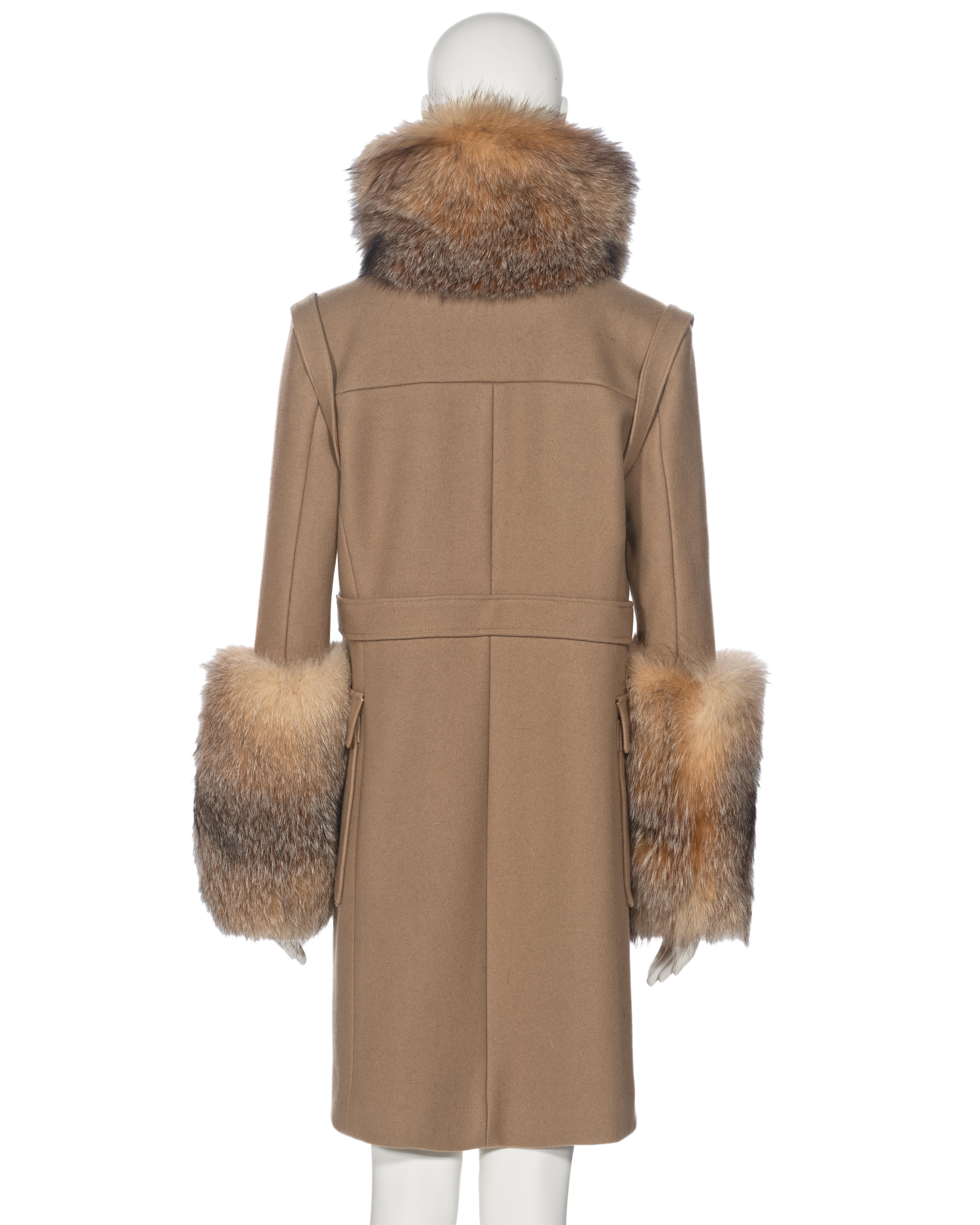 Balenciaga by Nicolas Ghesquière Fur-Trimmed Felted Wool Duffle Coat, fw 2005 For Sale 10