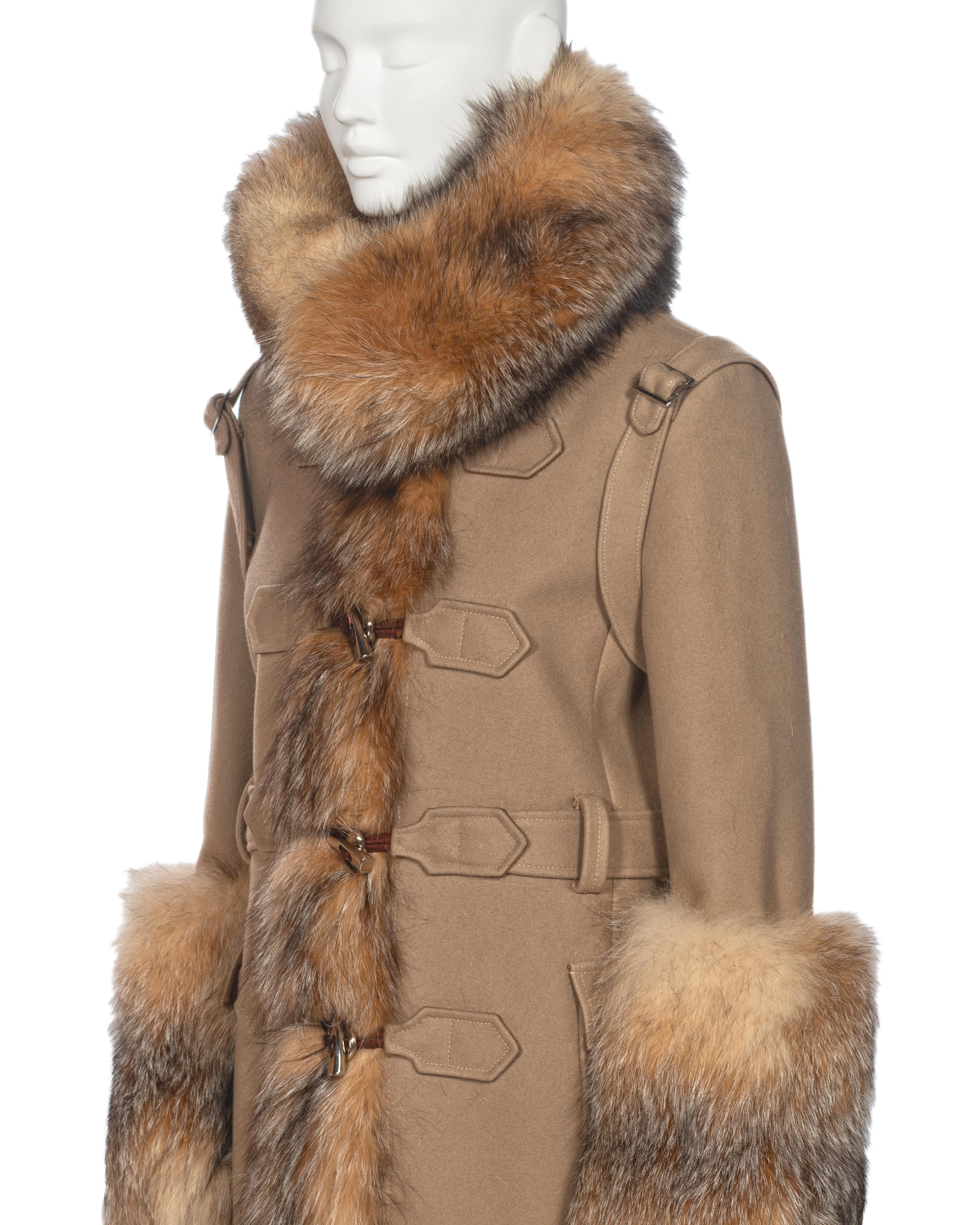 Balenciaga by Nicolas Ghesquière Fur-Trimmed Felted Wool Duffle Coat, fw 2005 For Sale 13