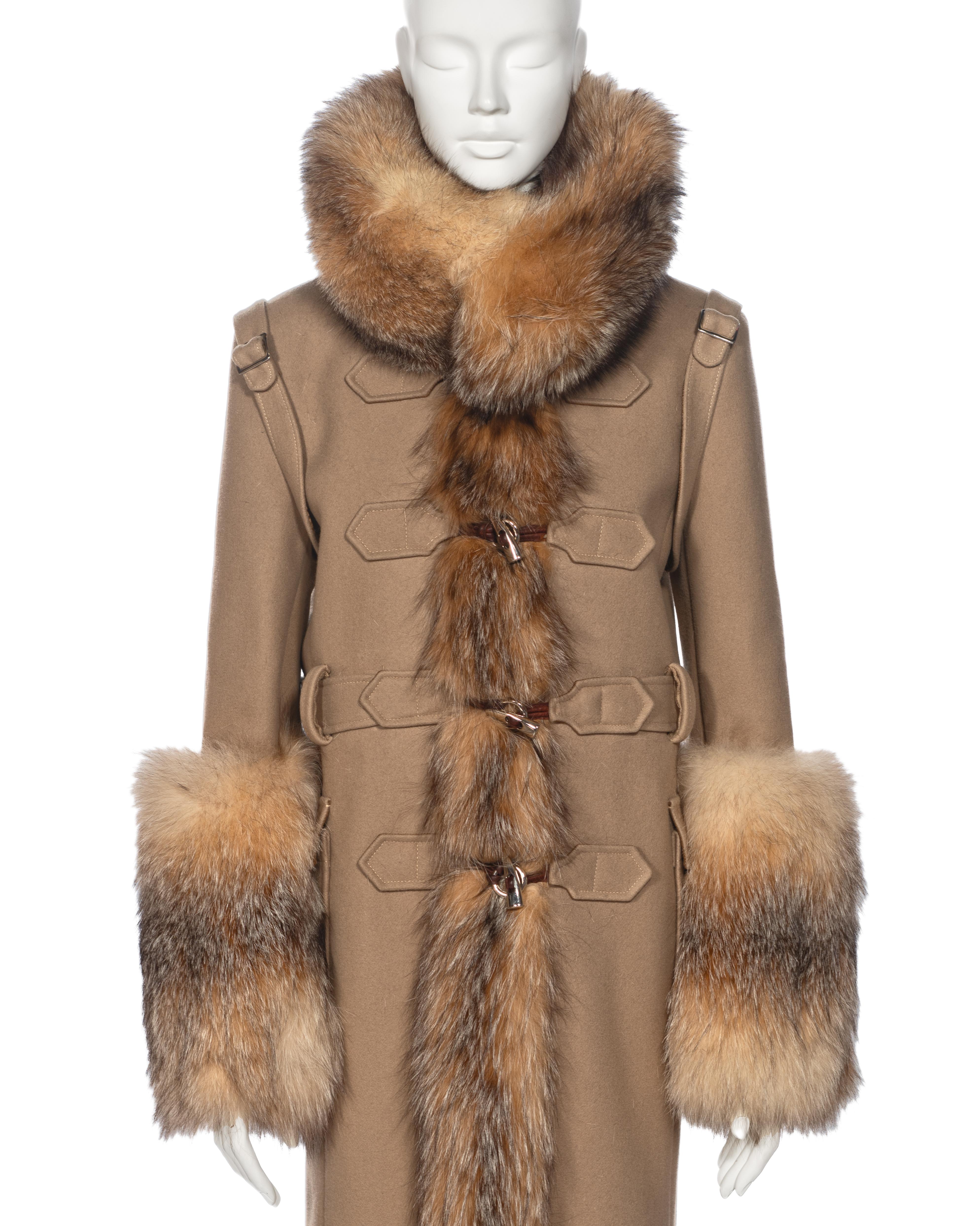 Women's Balenciaga by Nicolas Ghesquière Fur-Trimmed Felted Wool Duffle Coat, fw 2005 For Sale