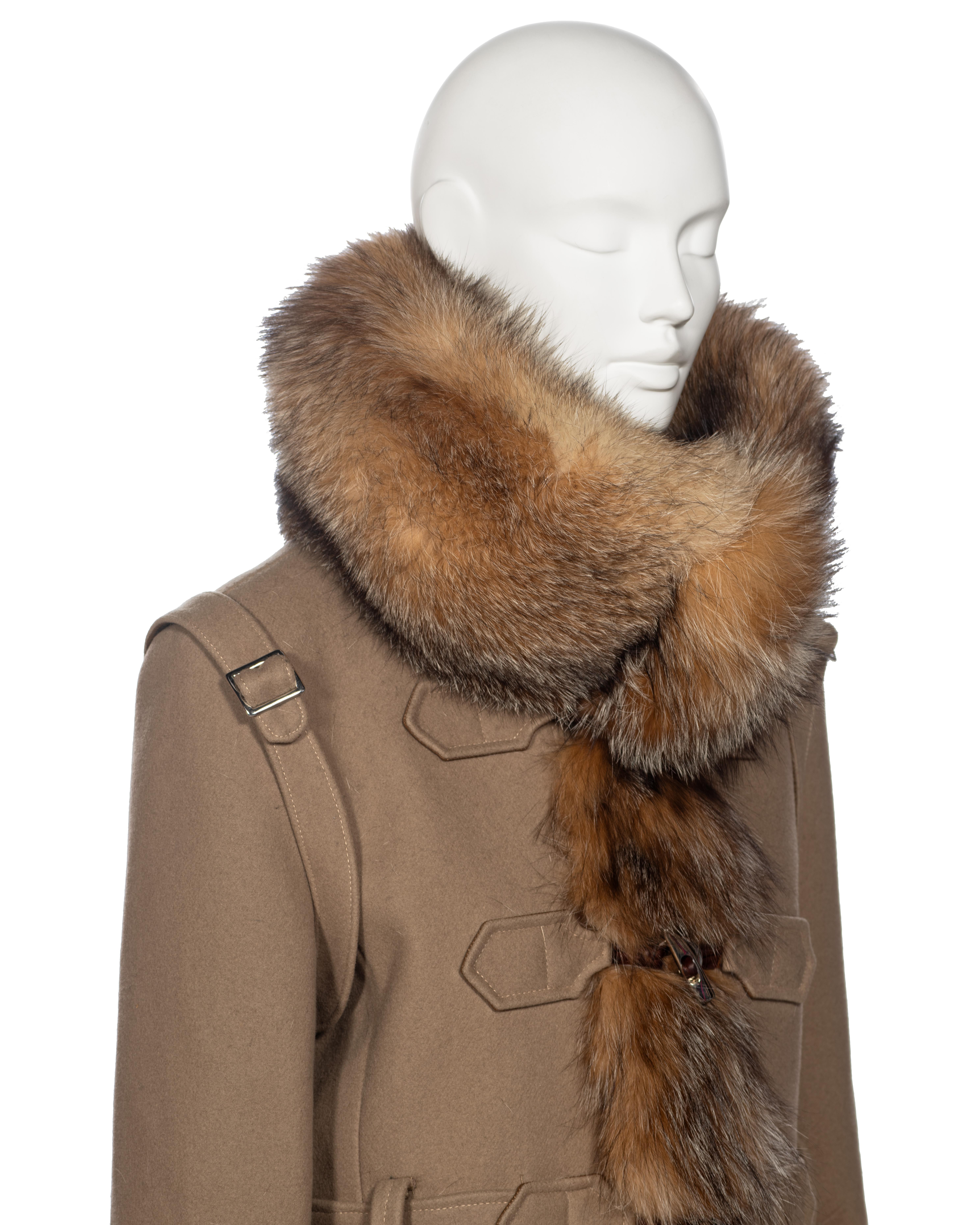 Balenciaga by Nicolas Ghesquière Fur-Trimmed Felted Wool Duffle Coat, fw 2005 For Sale 5