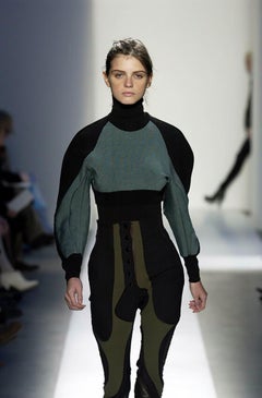 Balenciaga by Nicolas Ghesquière FW 2003 Runway Green & Black Patchwork Sweater