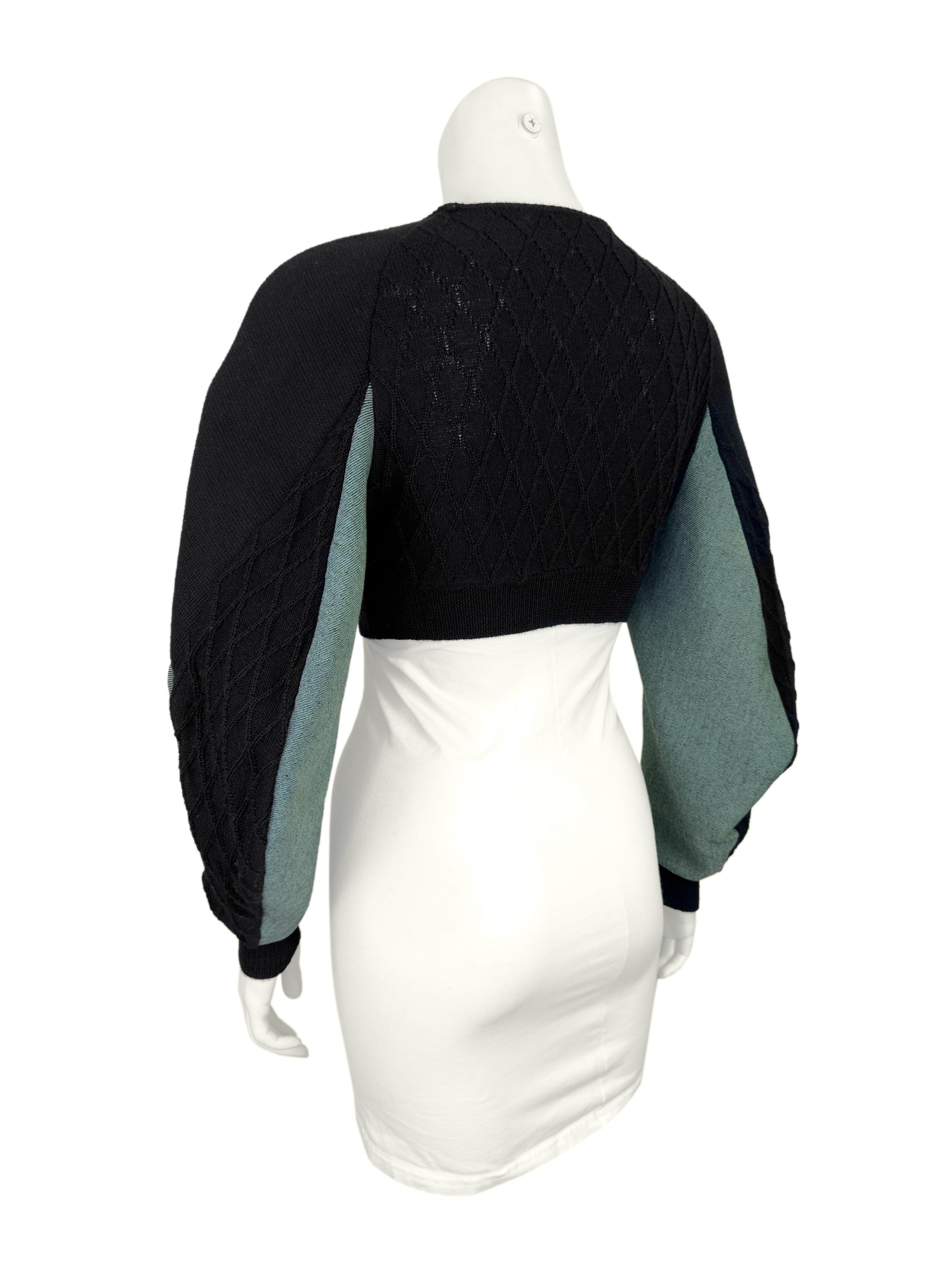 Balenciaga by Nicolas Ghesquière FW 2003 Runway Pull patchwork vert et noir Pour femmes en vente