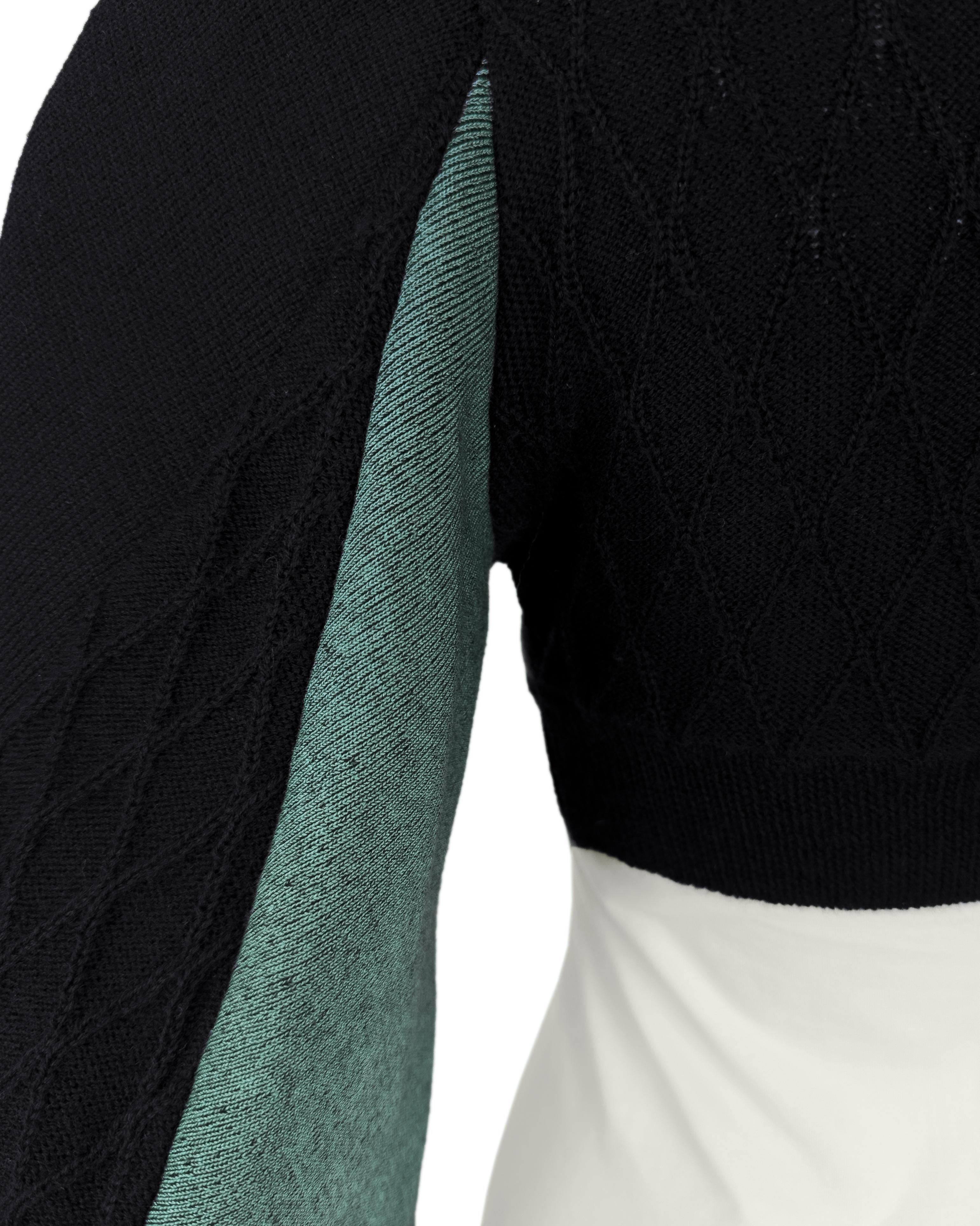 Balenciaga by Nicolas Ghesquière FW 2003 Runway Pull patchwork vert et noir en vente 1
