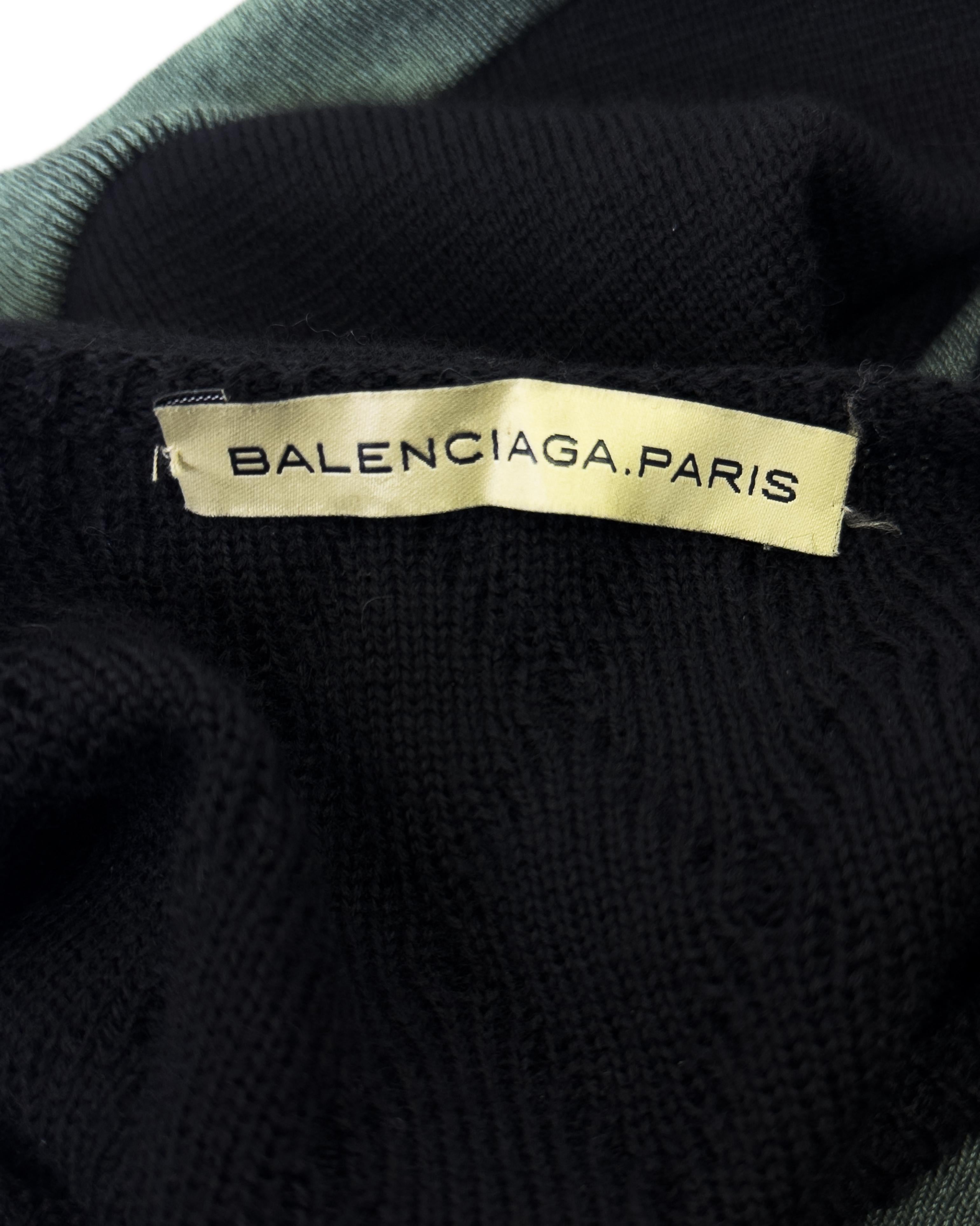 Balenciaga by Nicolas Ghesquière FW 2003 Runway Pull patchwork vert et noir en vente 4