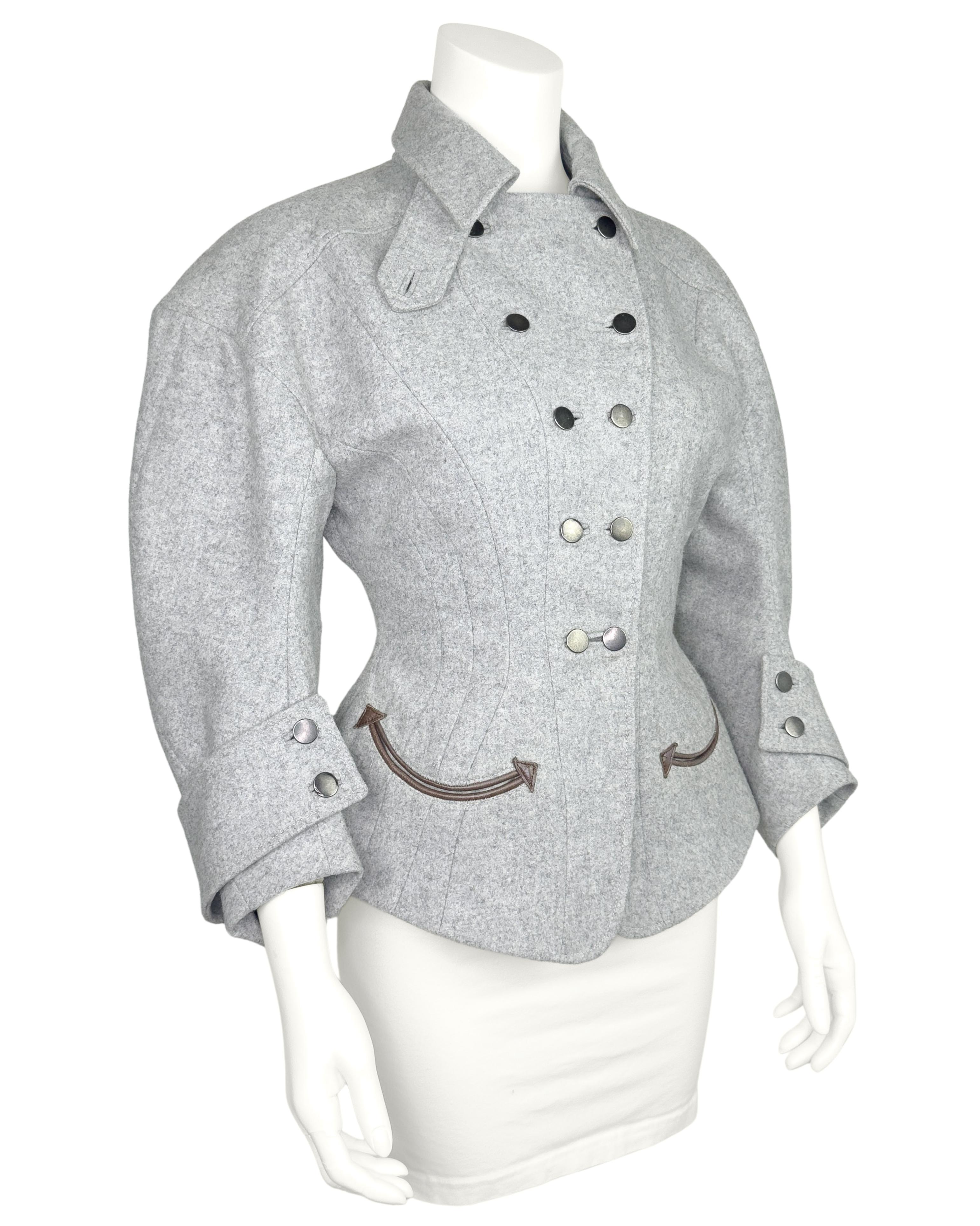Gray Balenciaga by Nicolas Ghesquière FW 2003 Western Inspired Hourglass Shape Jacket