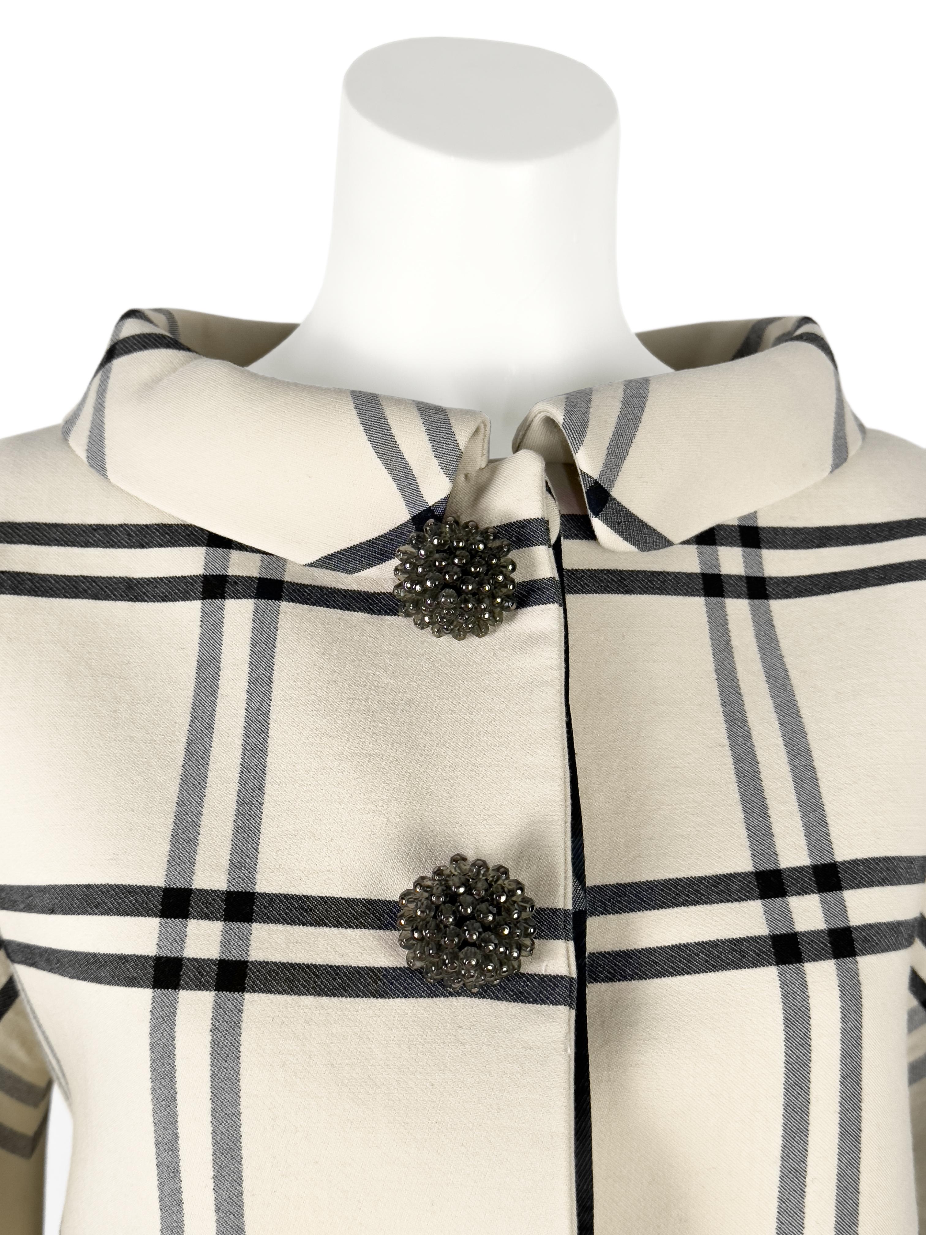 Balenciaga by Nicolas Ghesquière FW 2006 Runway Combinaison veste et jupe en laine à carreaux en vente 2