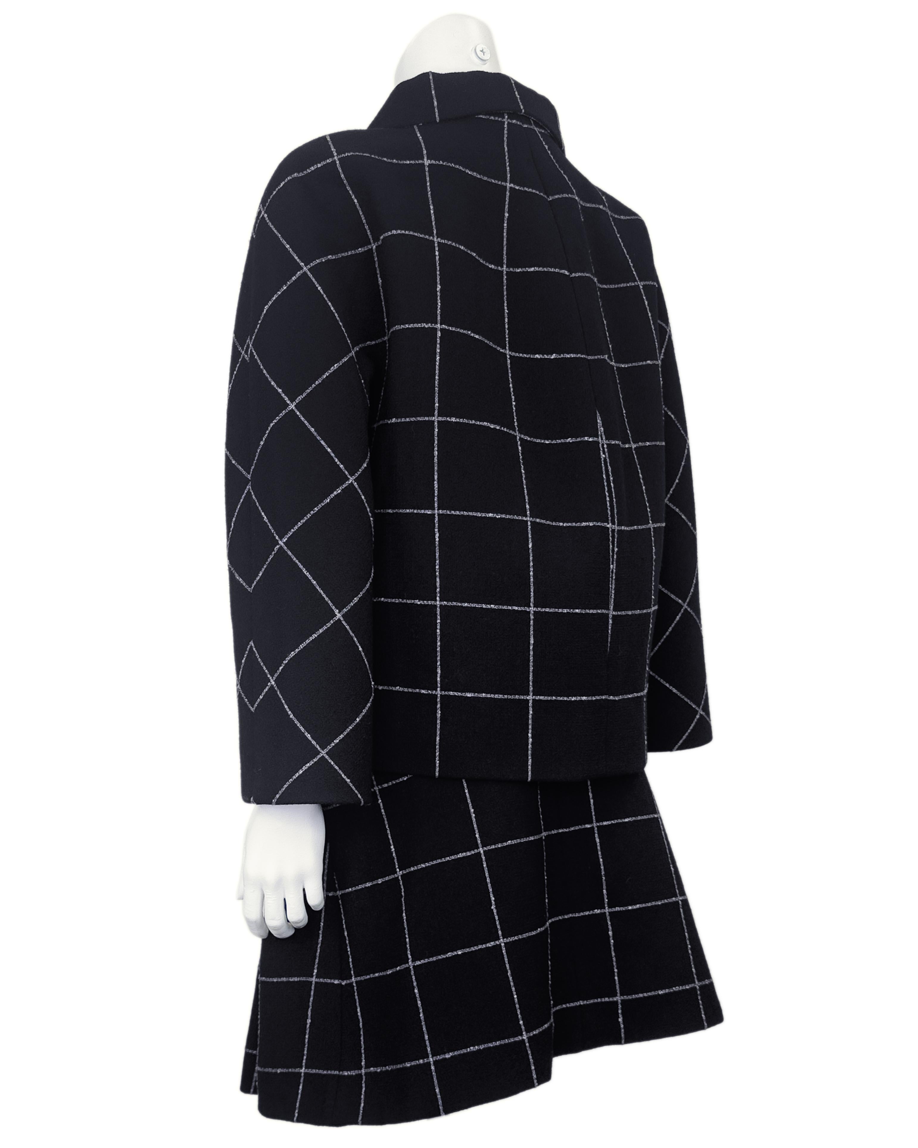 Women's Balenciaga by Nicolas Ghesquière FW 2006 Windowpane Wool Jacket & Skirt Ensemble