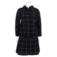 Conjunto de chaqueta y falda de lana Windowpane Balenciaga by Nicolas Ghesquière FW 2006