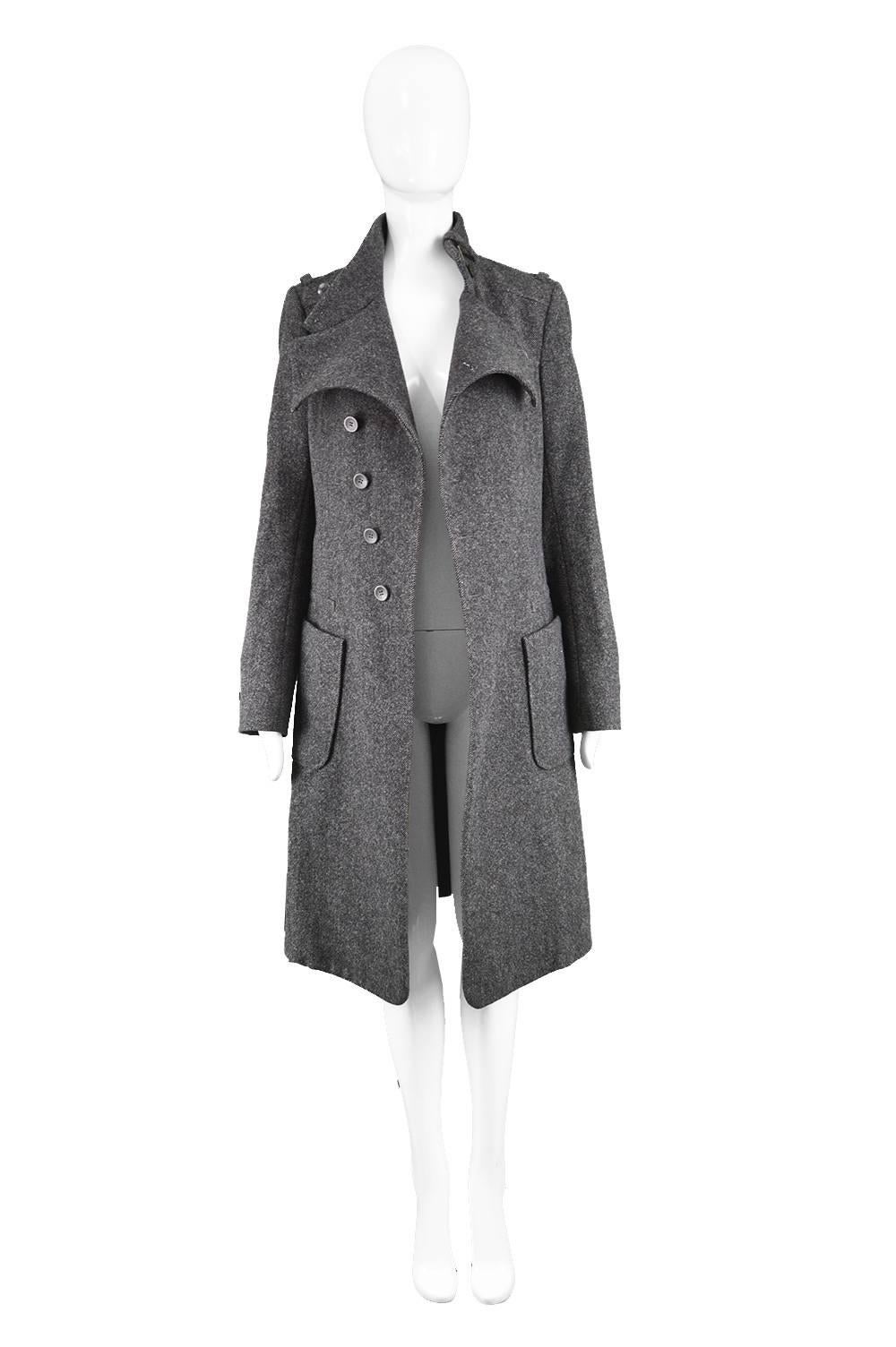 Women's Balenciaga Nicolas Ghesquiere Gray Wool and Cashmere Military Style Coat, 2005