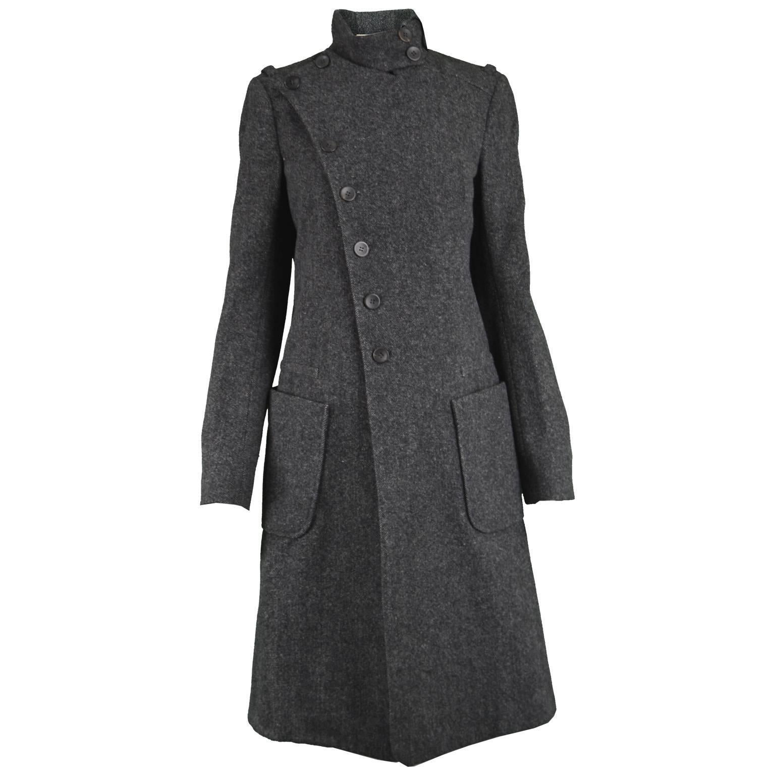 Balenciaga Nicolas Ghesquiere Gray Wool and Cashmere Military Style Coat, 2005