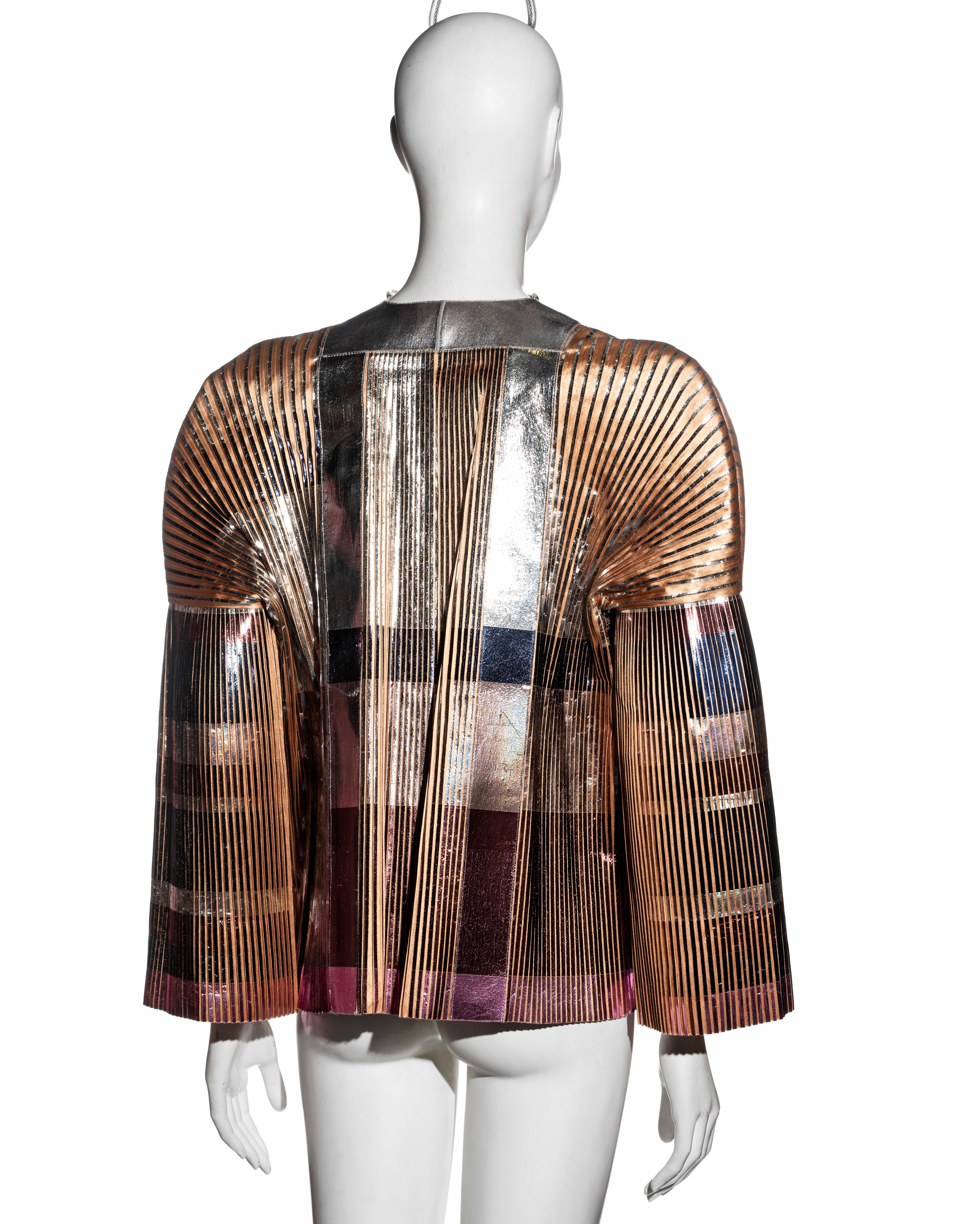 Balenciaga by Nicolas Ghesquière metallic silk pleated jacket, ss 2009  For Sale 3