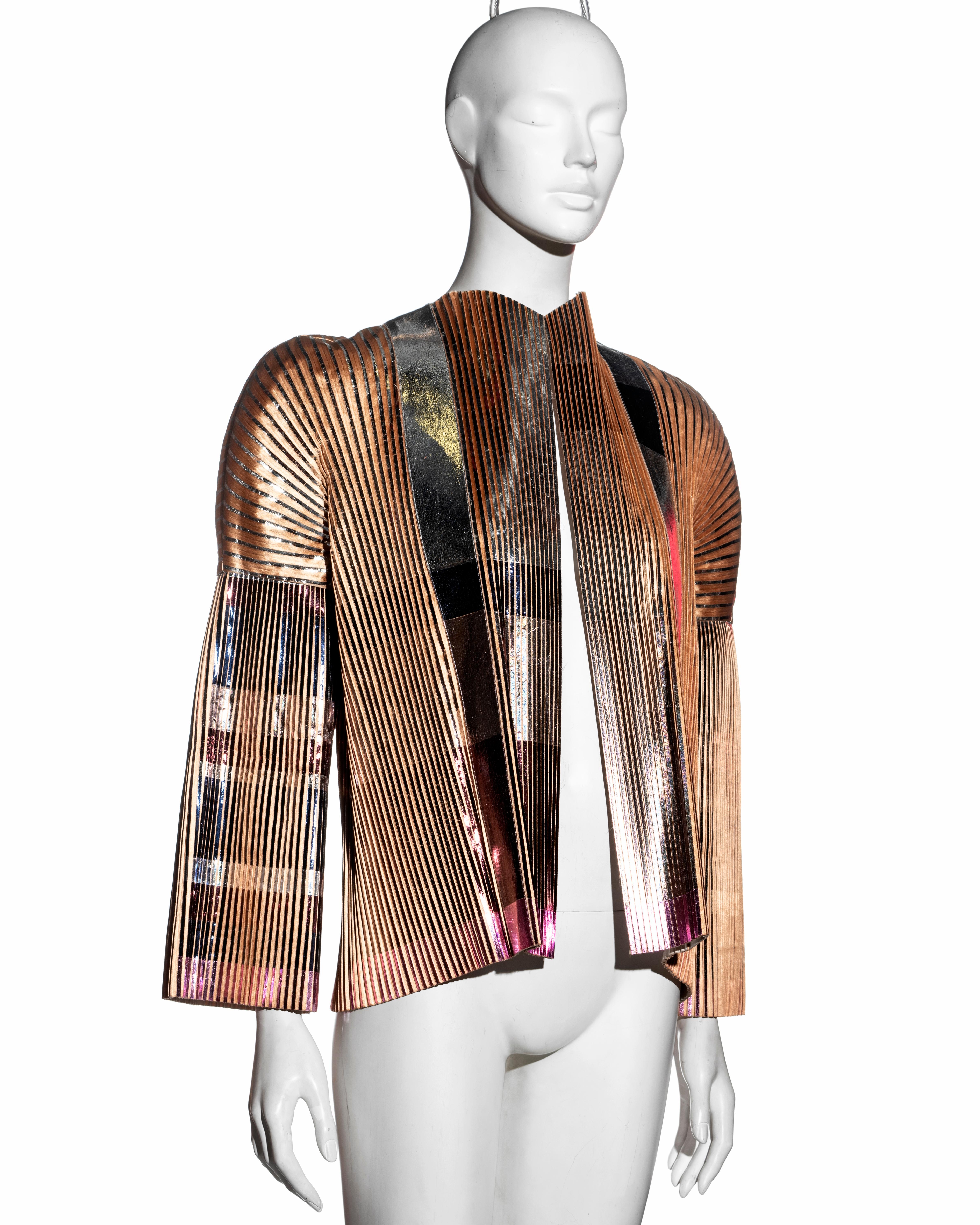 Brown Balenciaga by Nicolas Ghesquière metallic silk pleated jacket, ss 2009  For Sale