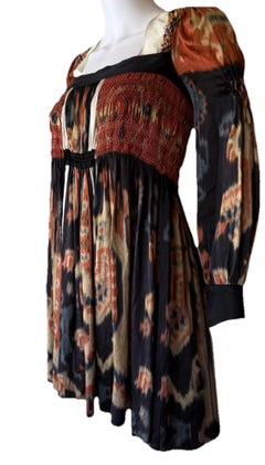 BALENCIAGA by Nicolas Ghesquière Rare Pre-Fall 2007 Silk Tie-Dye Babydoll Dress