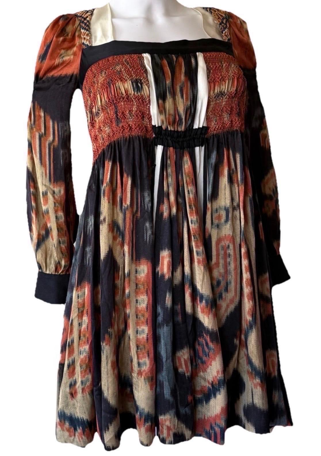 Noir BALENCIAGA by Nicolas Ghesquière Rare Pre-Fall 2007 Robe babydoll en soie tie-dye en vente