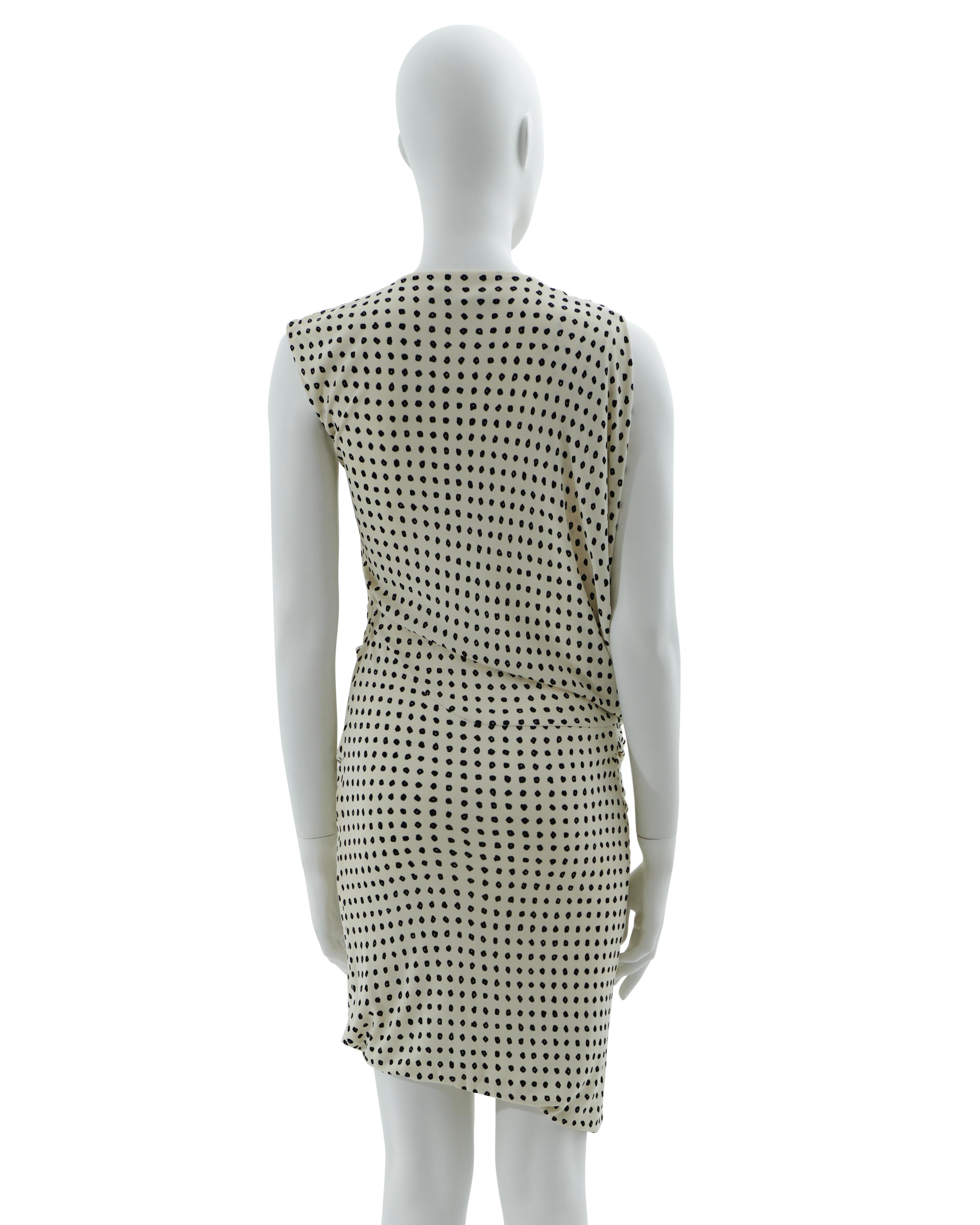 Gray Balenciaga by Nicolas Ghesquière Resort 2009 b&w asymmetric cocktail dress For Sale