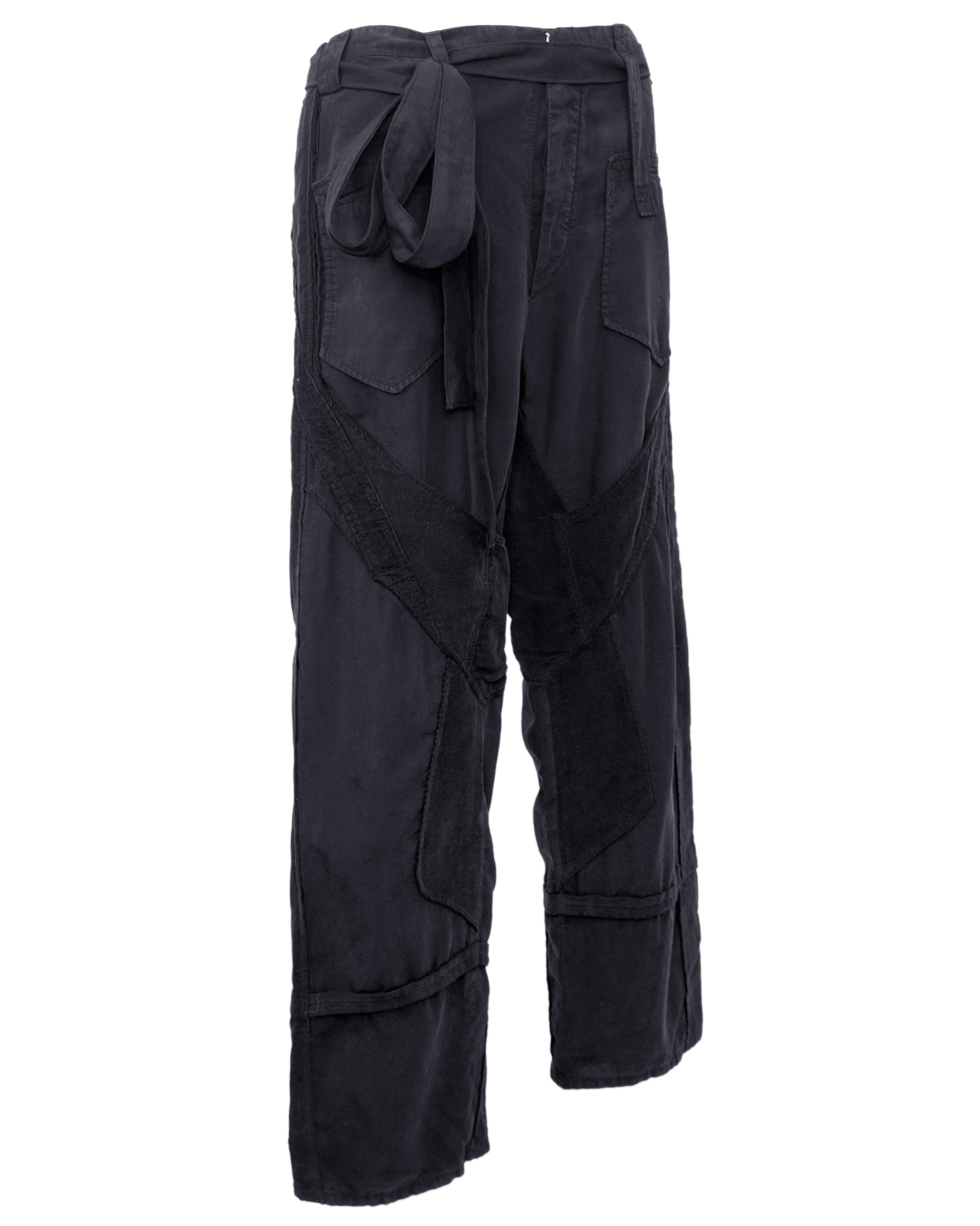 Balenciaga by Nicolas Ghesquiere S/S 2002 Black Cotton and Corduroy Cargo Pants In Good Condition For Sale In Toronto, Ontario