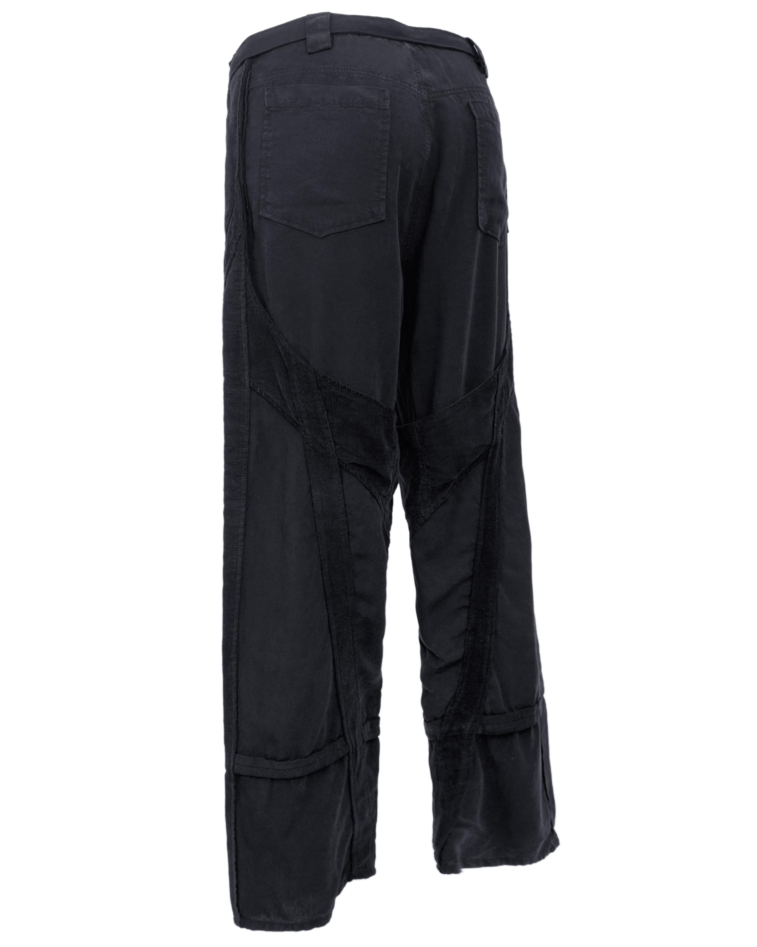 Women's Balenciaga by Nicolas Ghesquiere S/S 2002 Black Cotton and Corduroy Cargo Pants For Sale