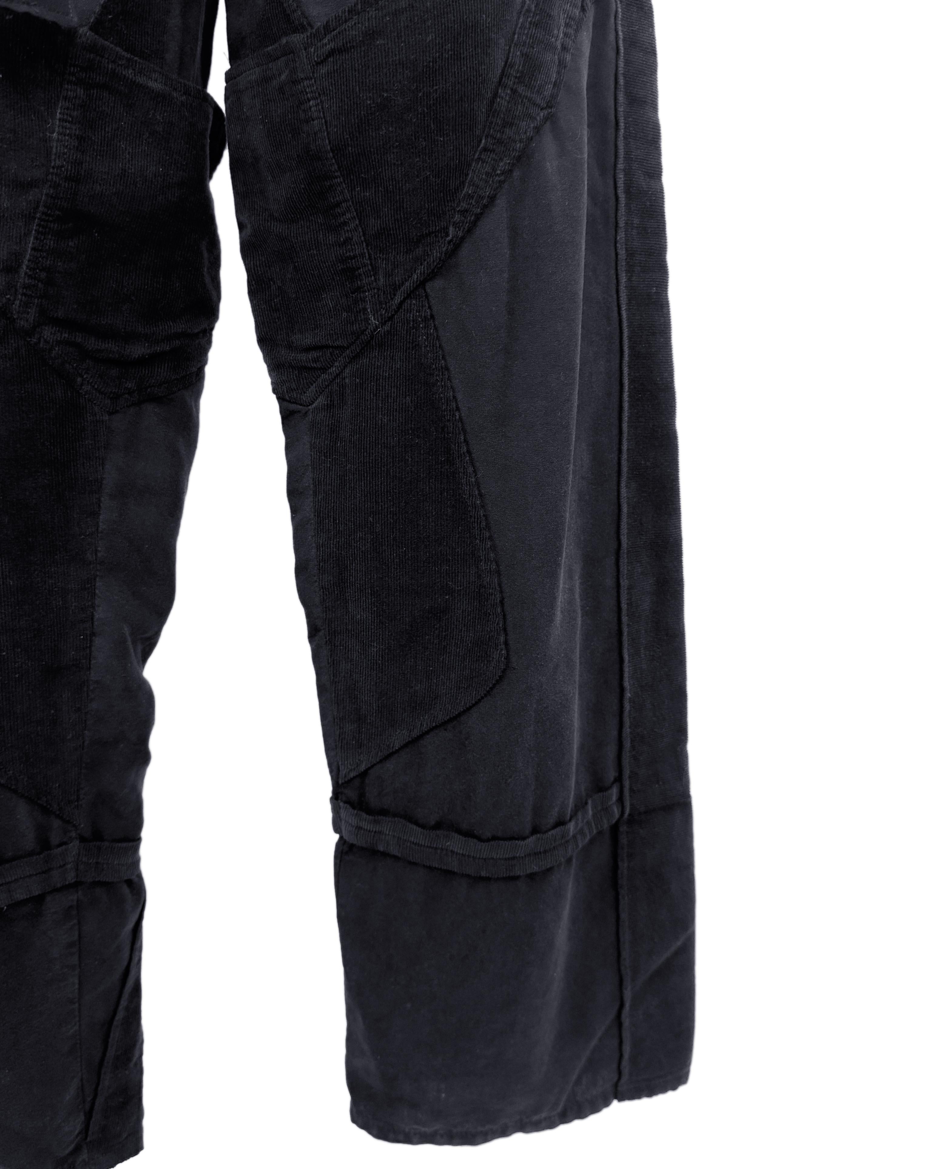 Balenciaga by Nicolas Ghesquiere S/S 2002 Black Cotton and Corduroy Cargo Pants For Sale 1