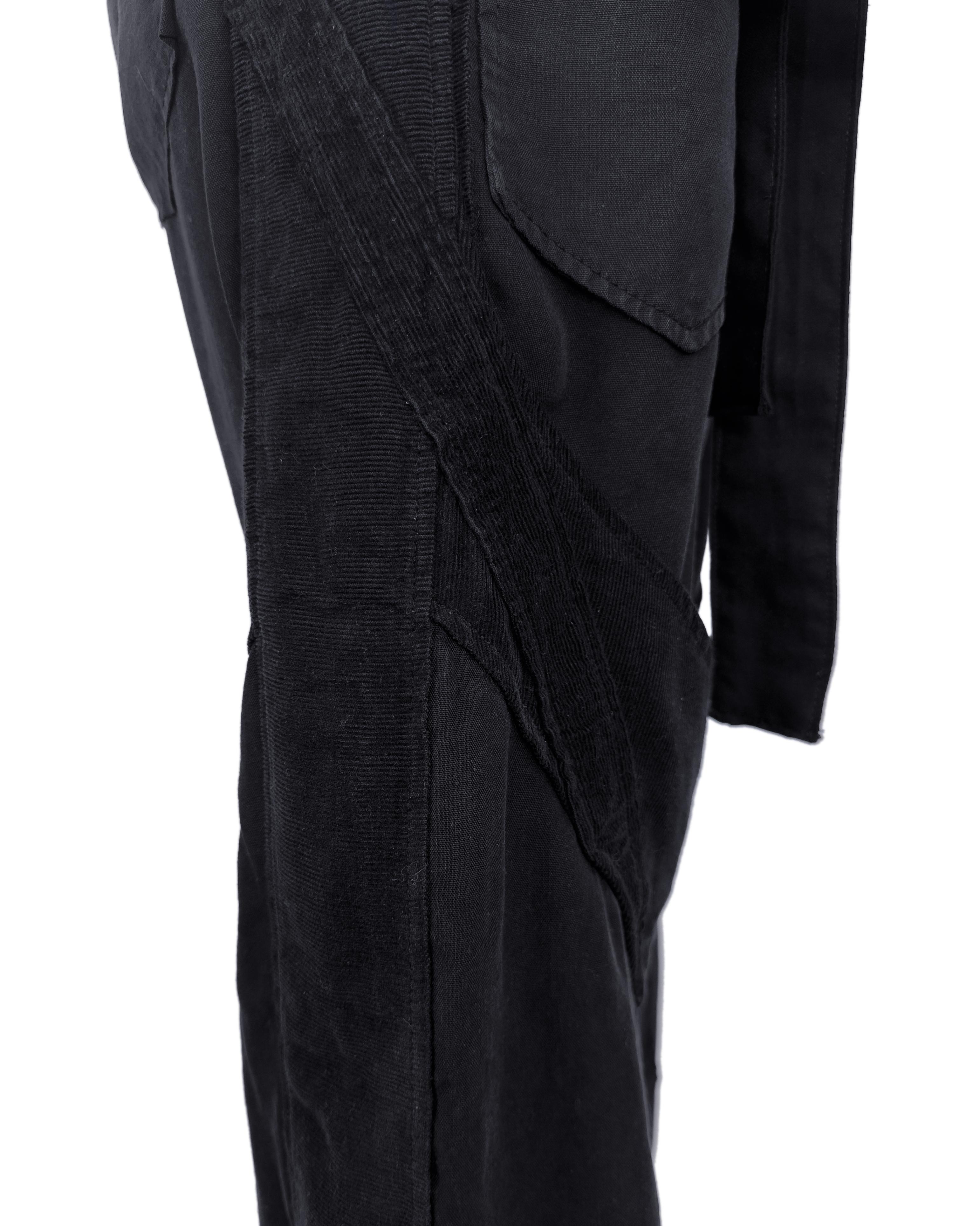 Balenciaga by Nicolas Ghesquiere S/S 2002 Black Cotton and Corduroy Cargo Pants For Sale 3