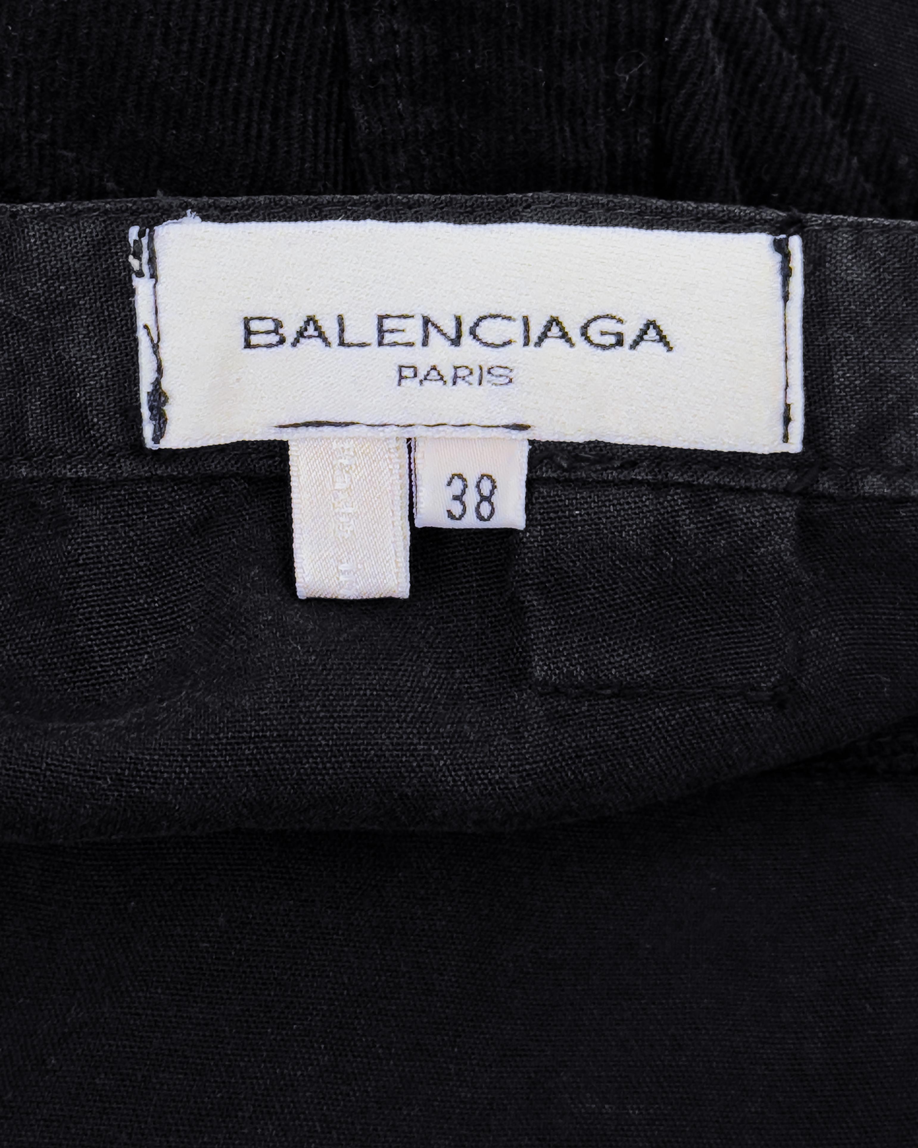 Balenciaga by Nicolas Ghesquiere S/S 2002 Black Cotton and Corduroy Cargo Pants For Sale 4