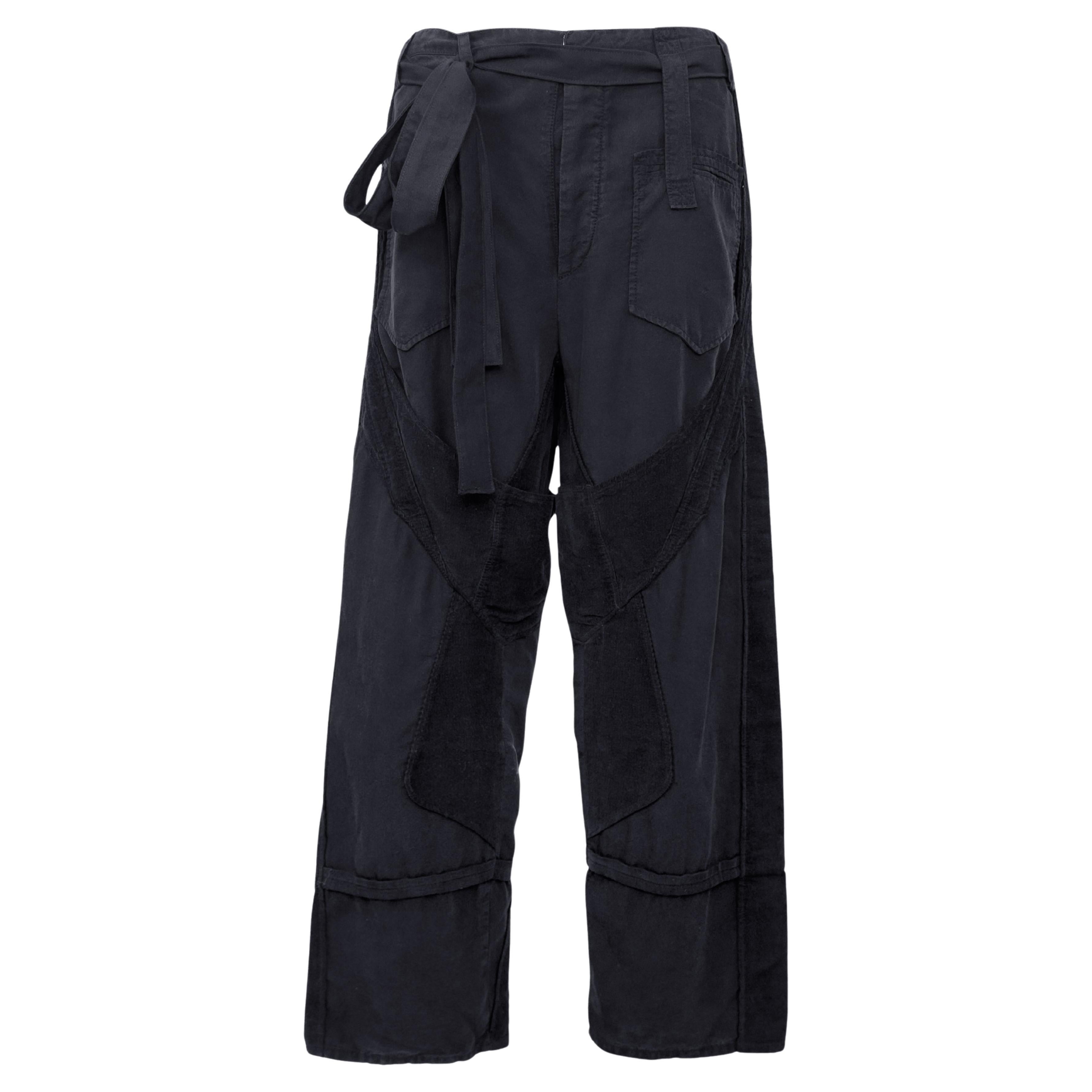 Balenciaga by Nicolas Ghesquiere S/S 2002 Black Cotton and Corduroy Cargo Pants For Sale