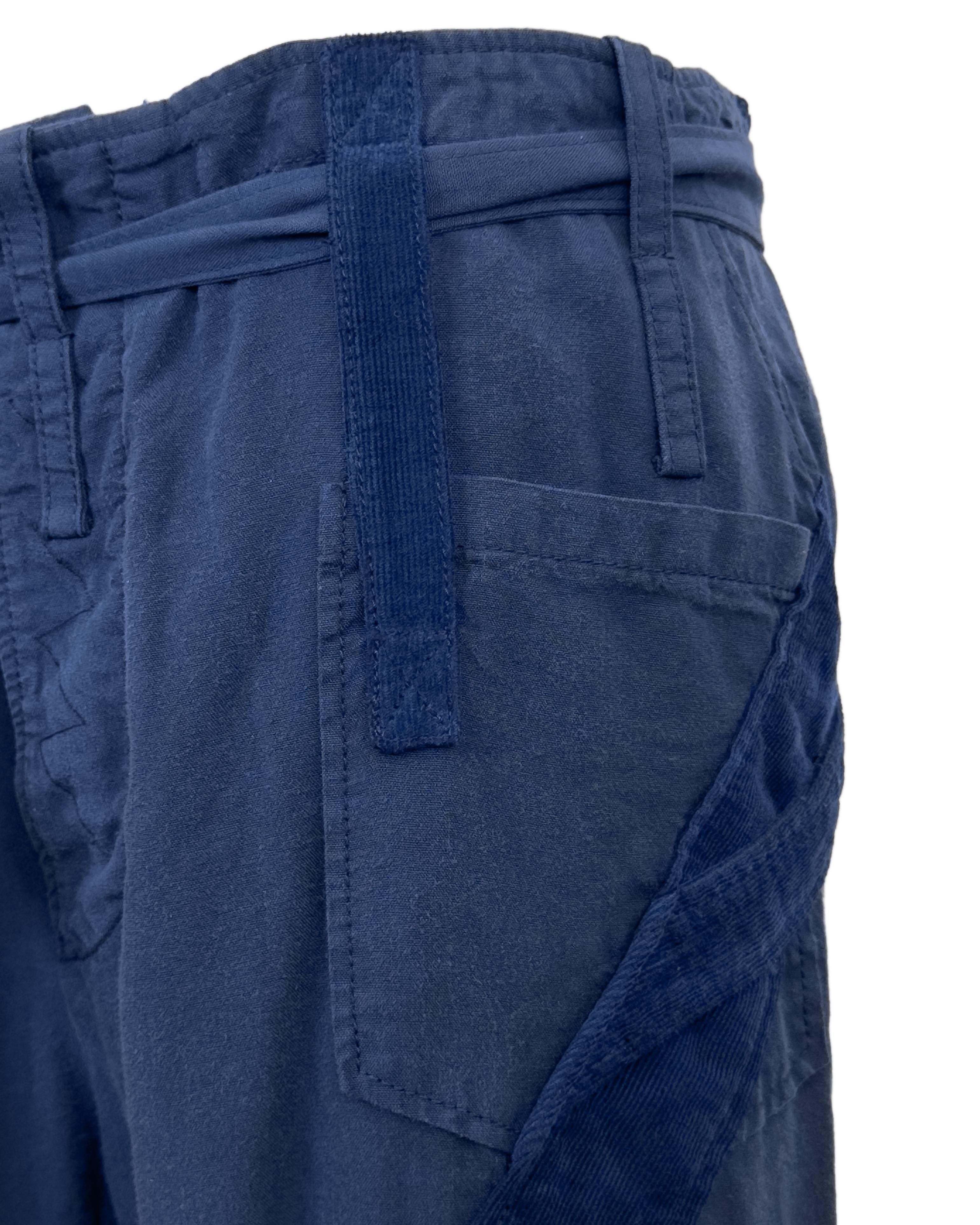 Balenciaga by Nicolas Ghesquiere S/S 2002 Blue Cotton and Corduroy Cargo Pants For Sale 6