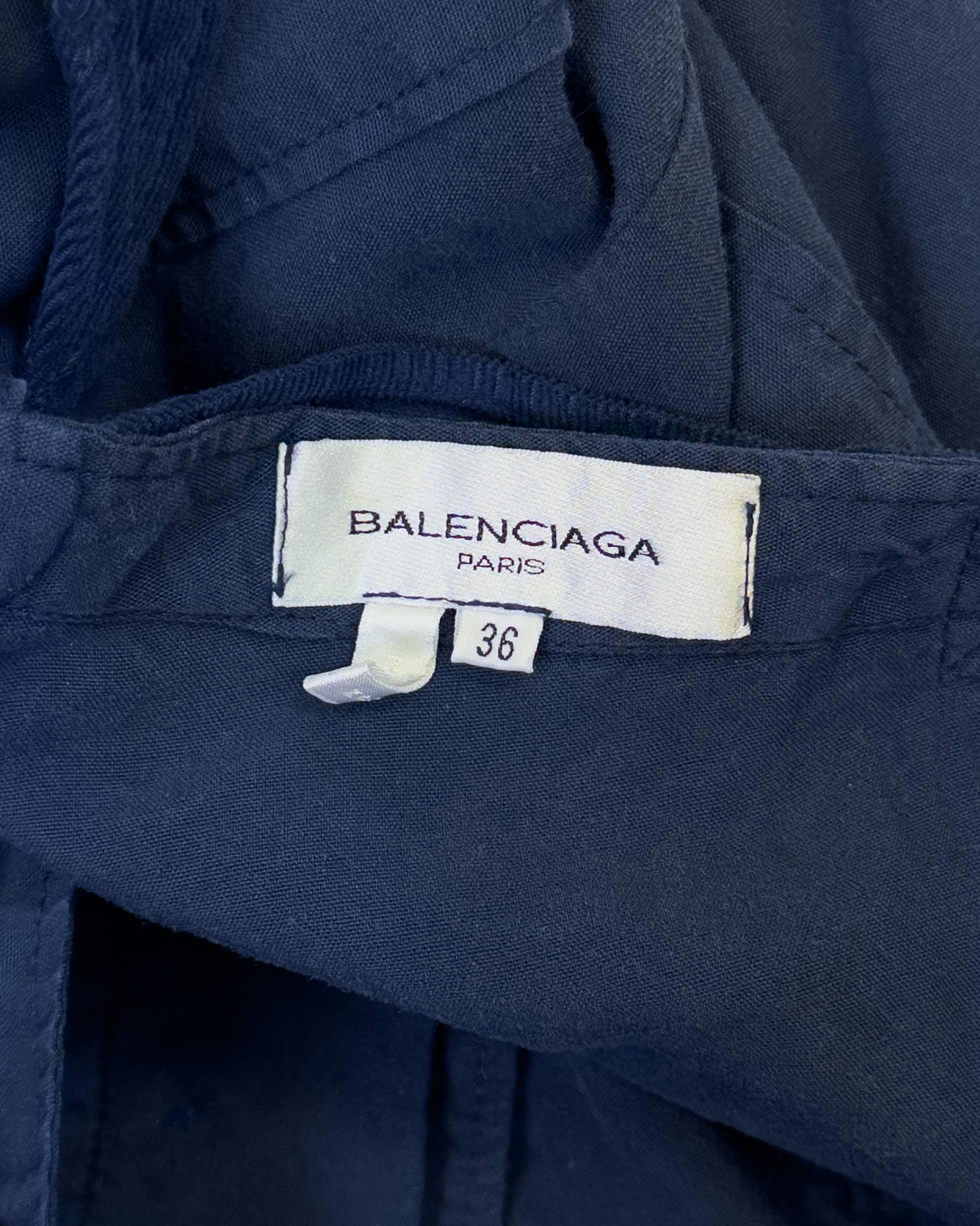 Balenciaga by Nicolas Ghesquiere S/S 2002 Blue Cotton and Corduroy Cargo Pants For Sale 7