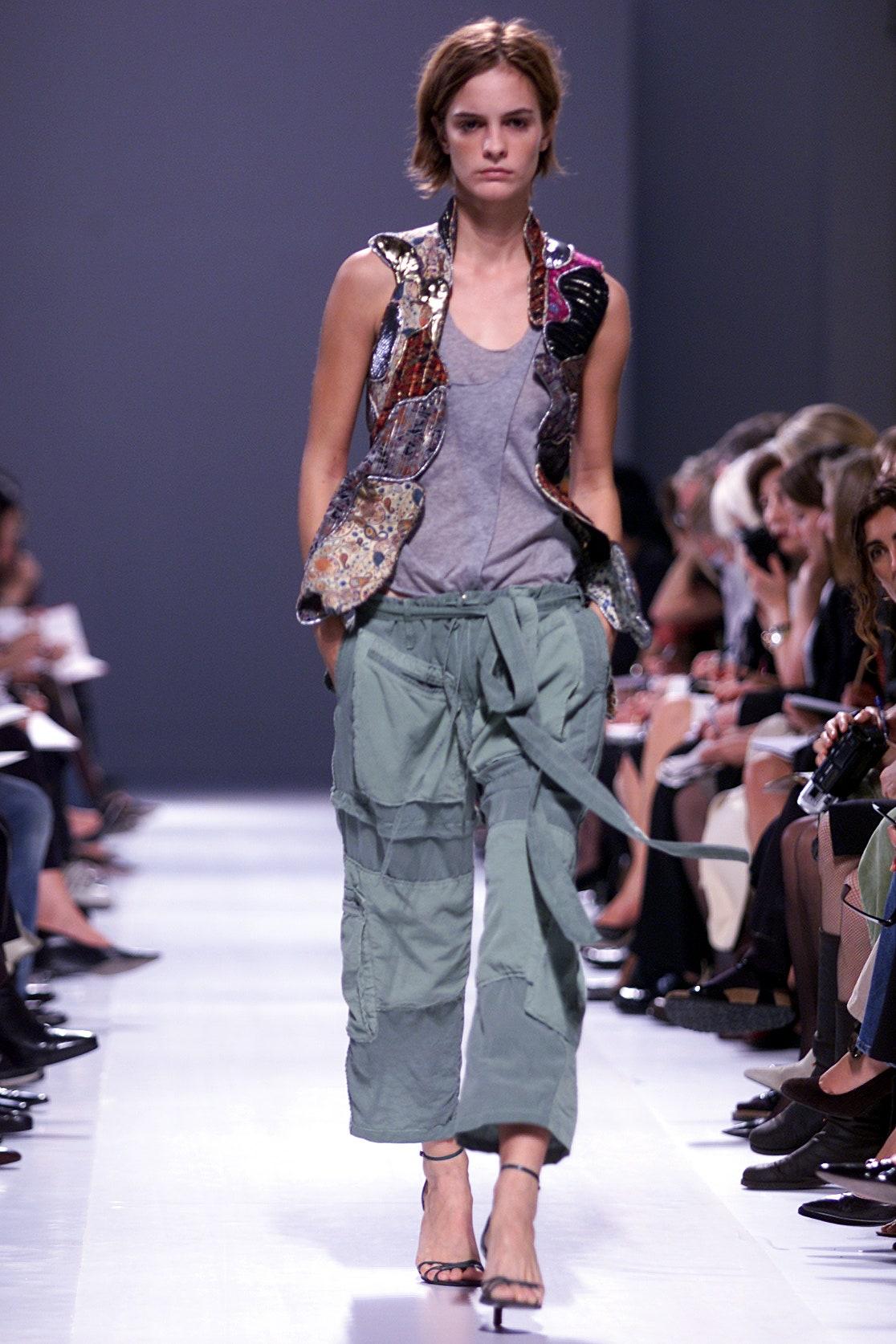 Donna Balenciaga by Nicolas Ghesquiere S/S 2002 Blue Cotton and Corduroy Cargo Pants in vendita