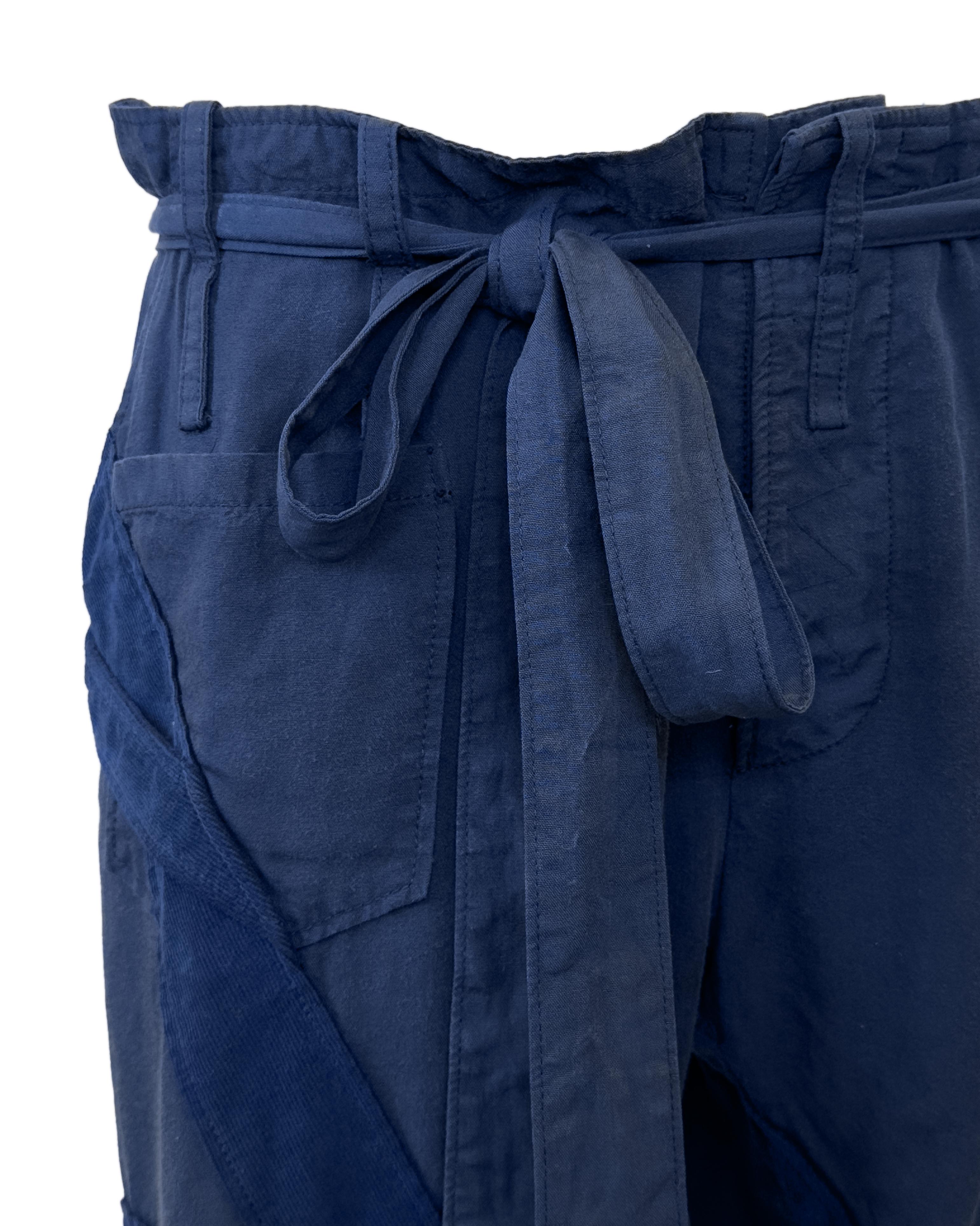 Balenciaga by Nicolas Ghesquiere S/S 2002 Blue Cotton and Corduroy Cargo Pants For Sale 2