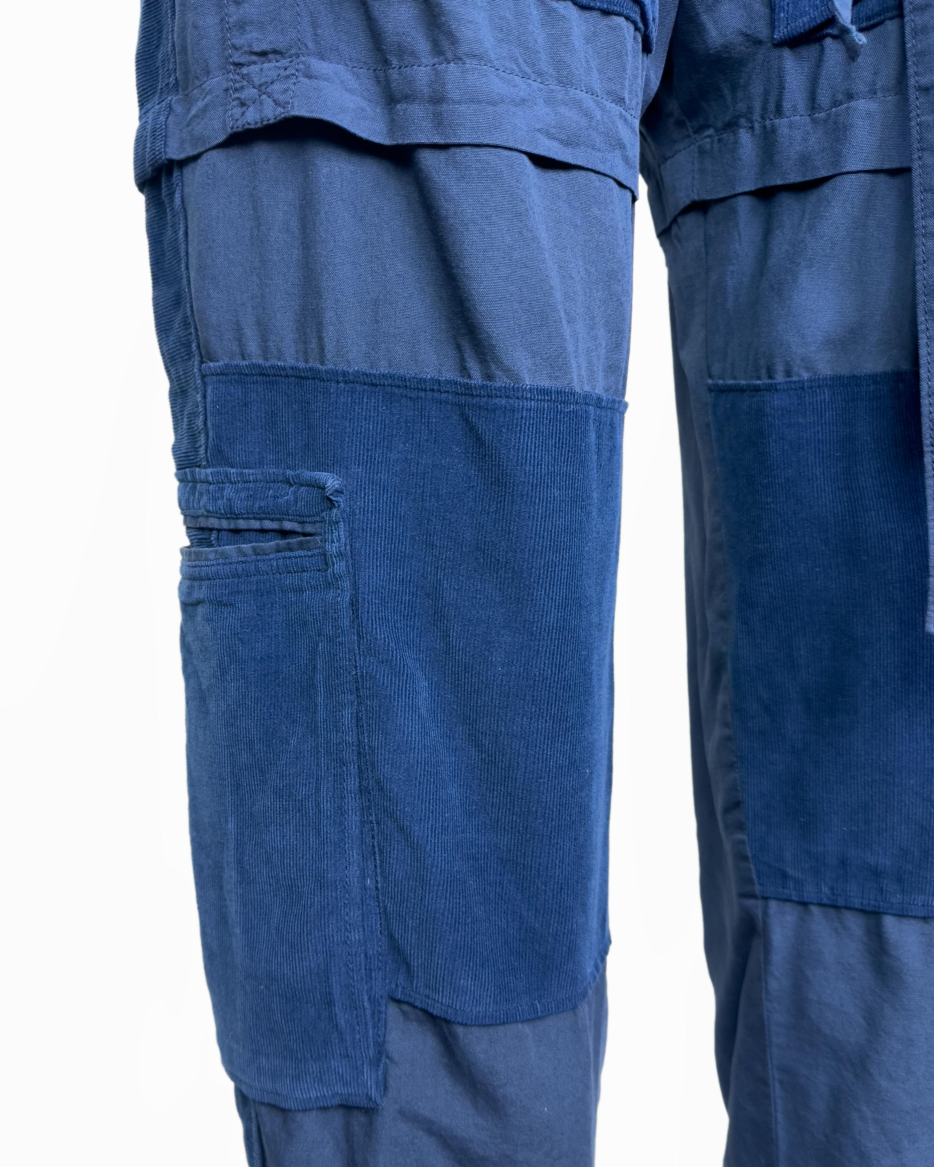 Balenciaga by Nicolas Ghesquiere S/S 2002 Blue Cotton and Corduroy Cargo Pants in vendita 3