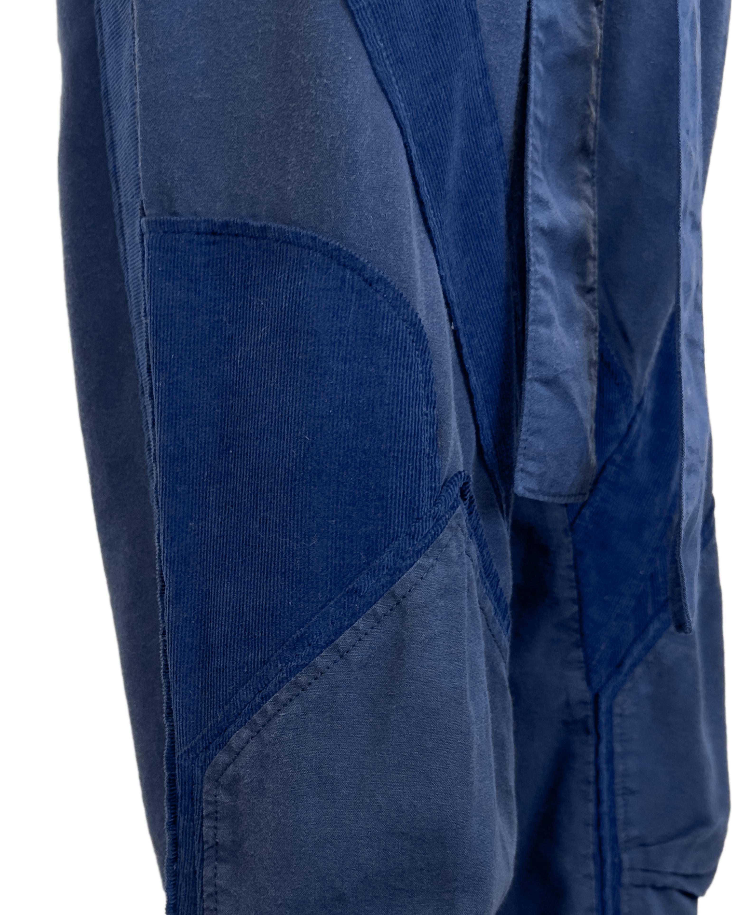 Balenciaga by Nicolas Ghesquiere S/S 2002 Blue Cotton and Corduroy Cargo Pants For Sale 4