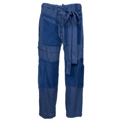 Balenciaga by Nicolas Ghesquiere S/S 2002 Blue Cotton and Corduroy Cargo Pants