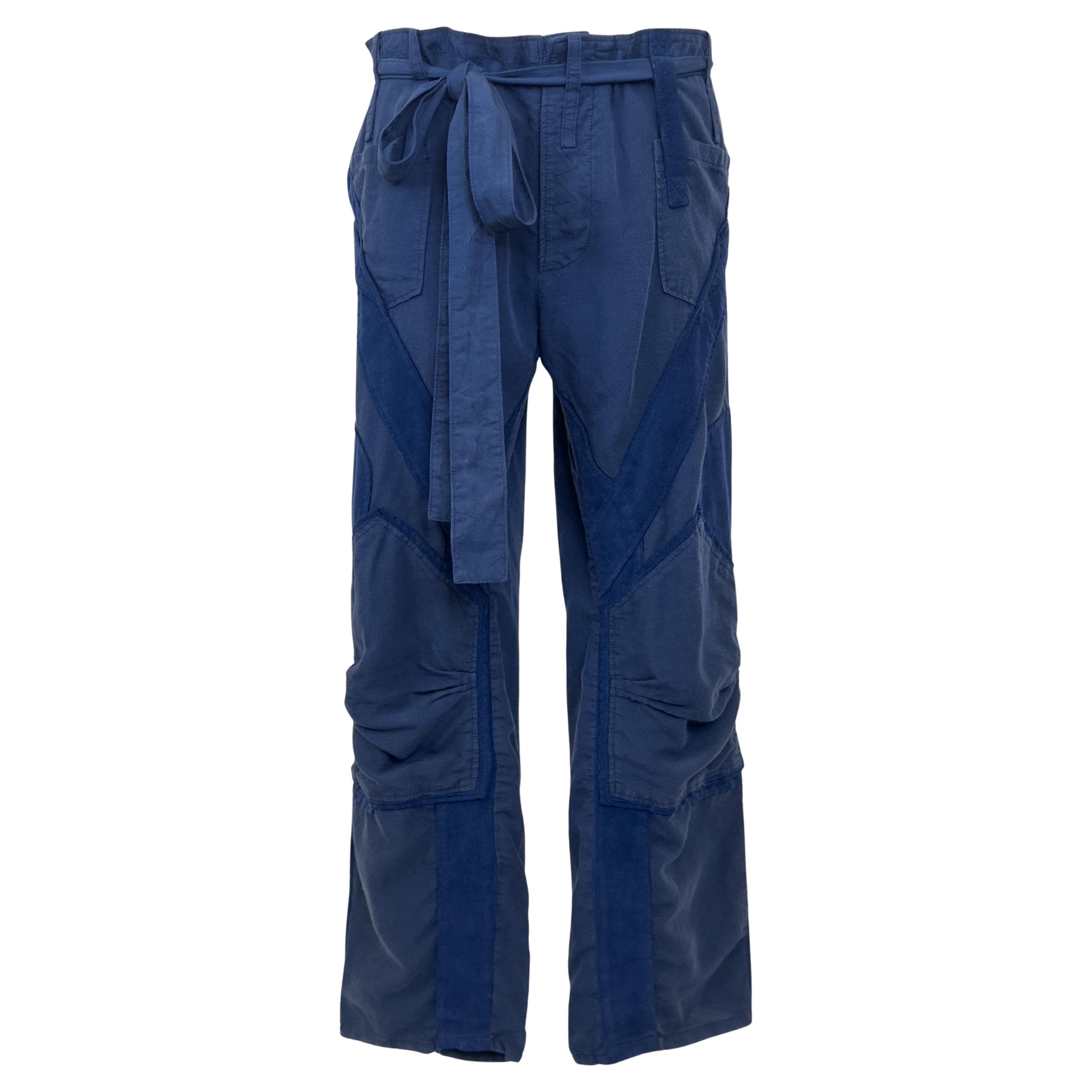 Balenciaga by Nicolas Ghesquiere S/S 2002 Blue Cotton and Corduroy Cargo Pants For Sale