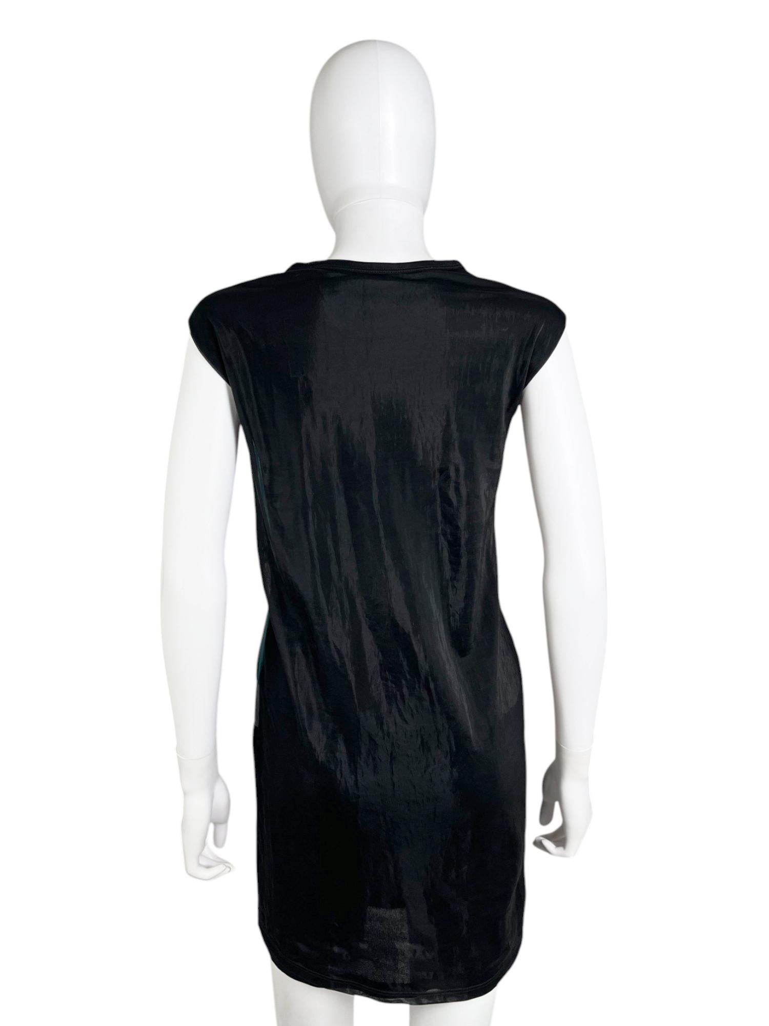 Black Balenciaga by Nicolas Ghesquière S/S 2010 - Robe en soie à pans noirs et verts en vente