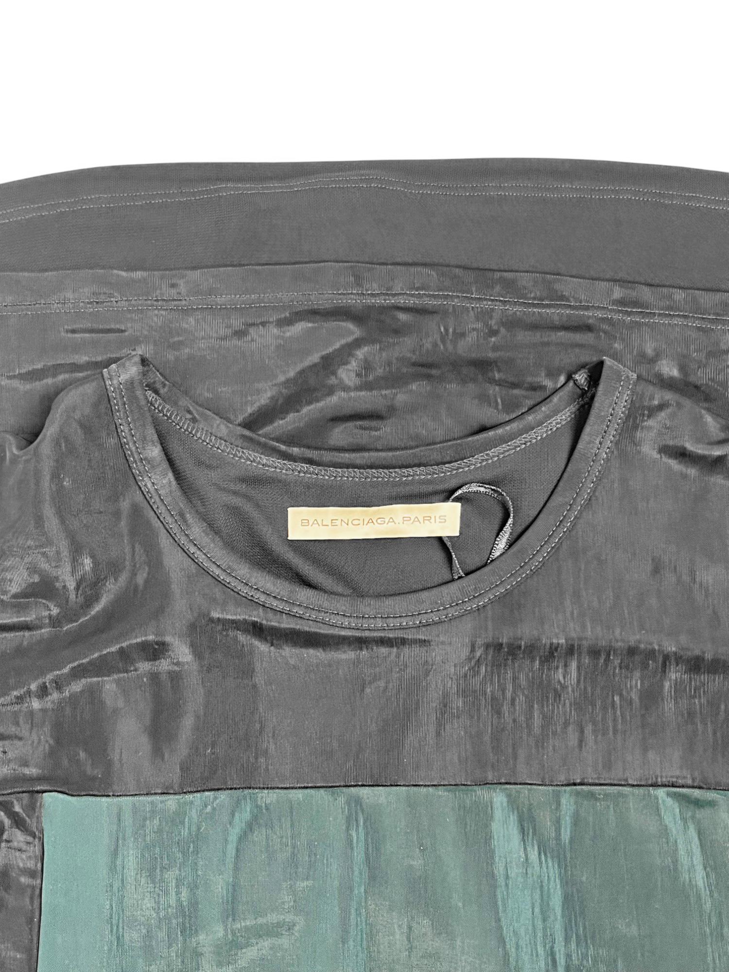 Balenciaga by Nicolas Ghesquière S/S 2010 - Robe en soie à pans noirs et verts en vente 1