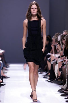 Balenciaga by Nicolas Ghesquiere Spring 2002 Black Ruched Cargo Dress