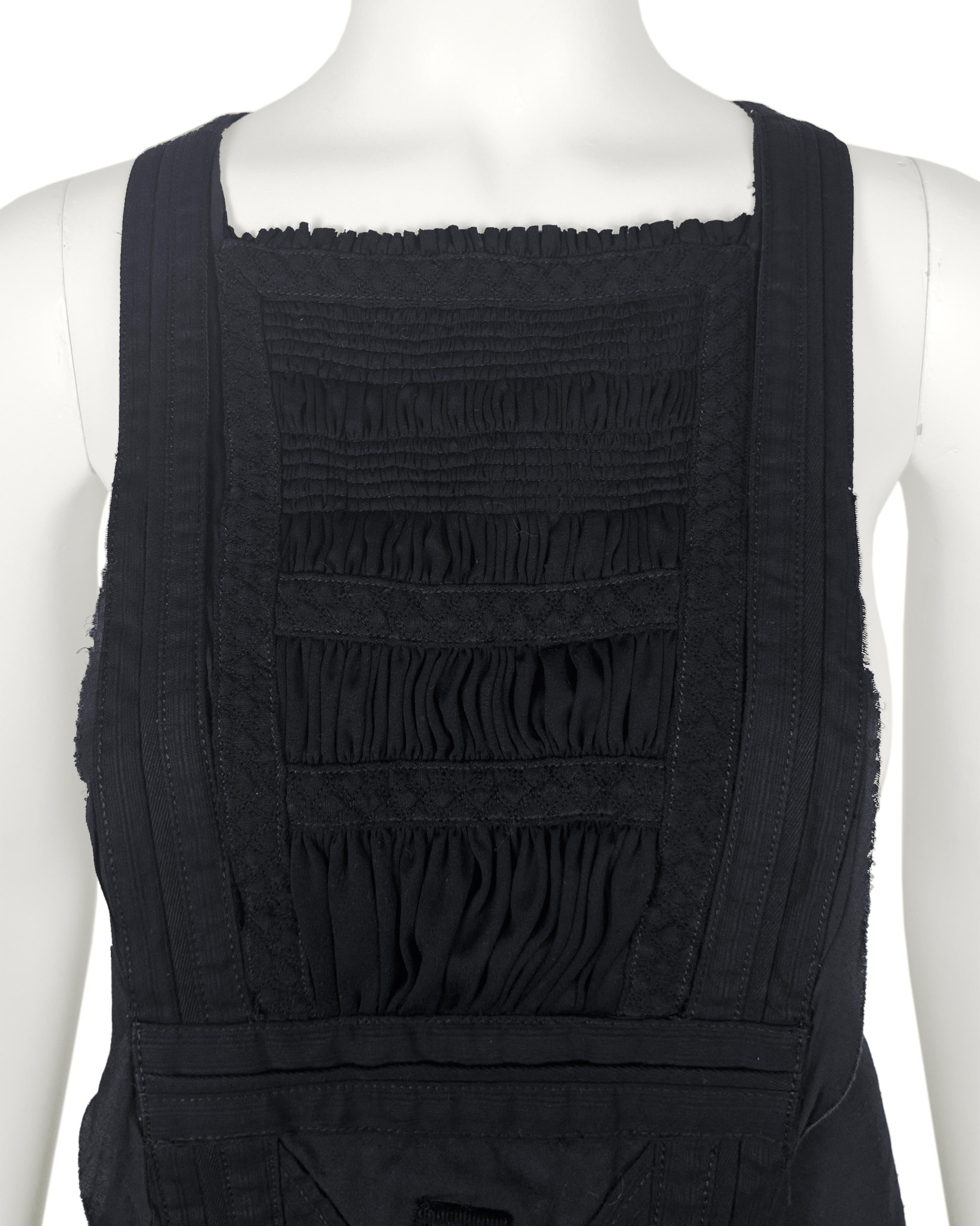 Women's Balenciaga by Nicolas Ghesquiere Spring 2002 Black Ruched Cargo Dress For Sale