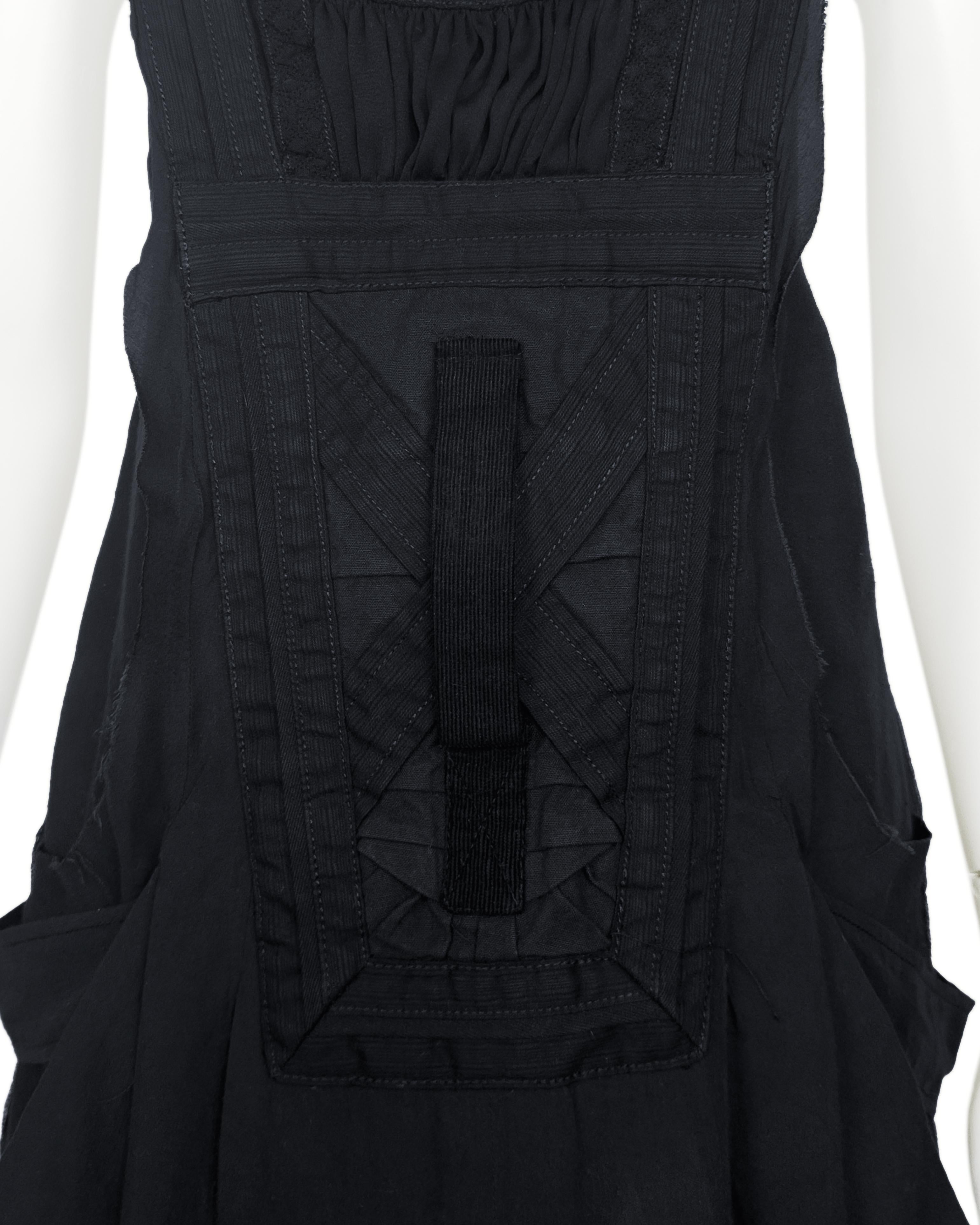 Balenciaga by Nicolas Ghesquiere Spring 2002 Black Ruched Cargo Dress For Sale 1
