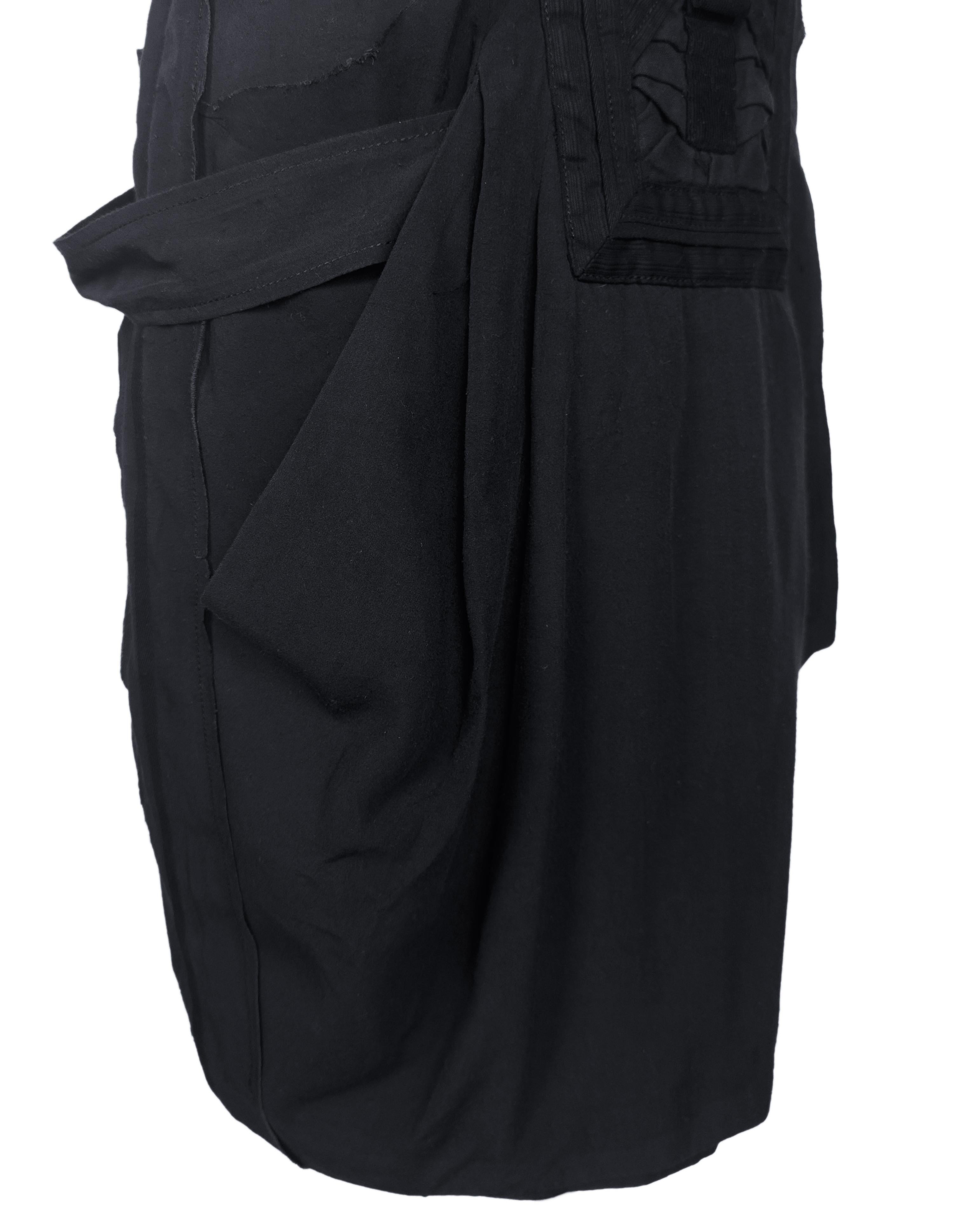 Balenciaga by Nicolas Ghesquiere Spring 2002 Black Ruched Cargo Dress For Sale 2