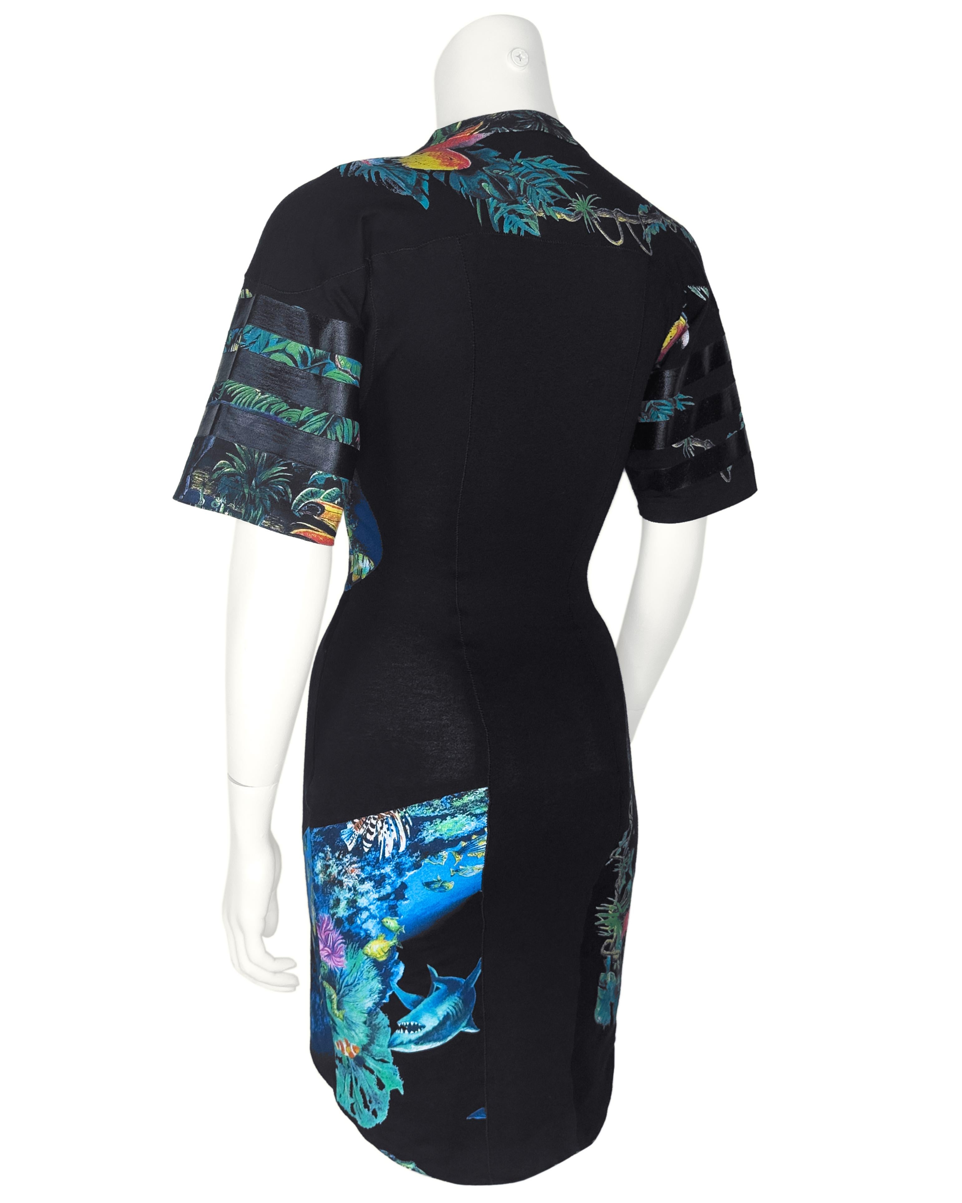 Balenciaga by Nicolas Ghesquiere Spring 2003 Runway Jungle Scuba Print Dress Damen im Angebot