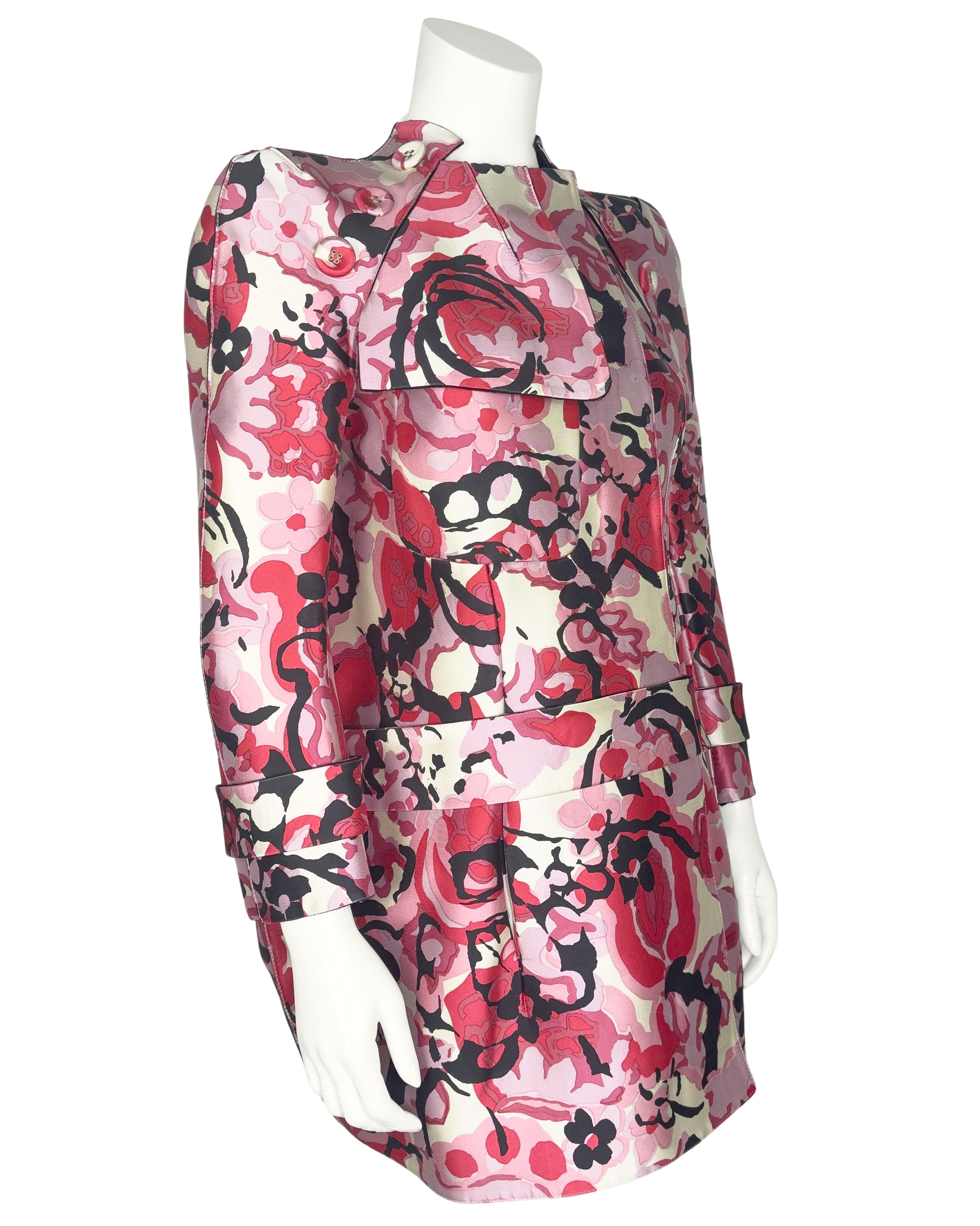 Pink Balenciaga by Nicolas Ghesquière Spring 2008 Floral Neoprene Sculpted Coat Dress For Sale
