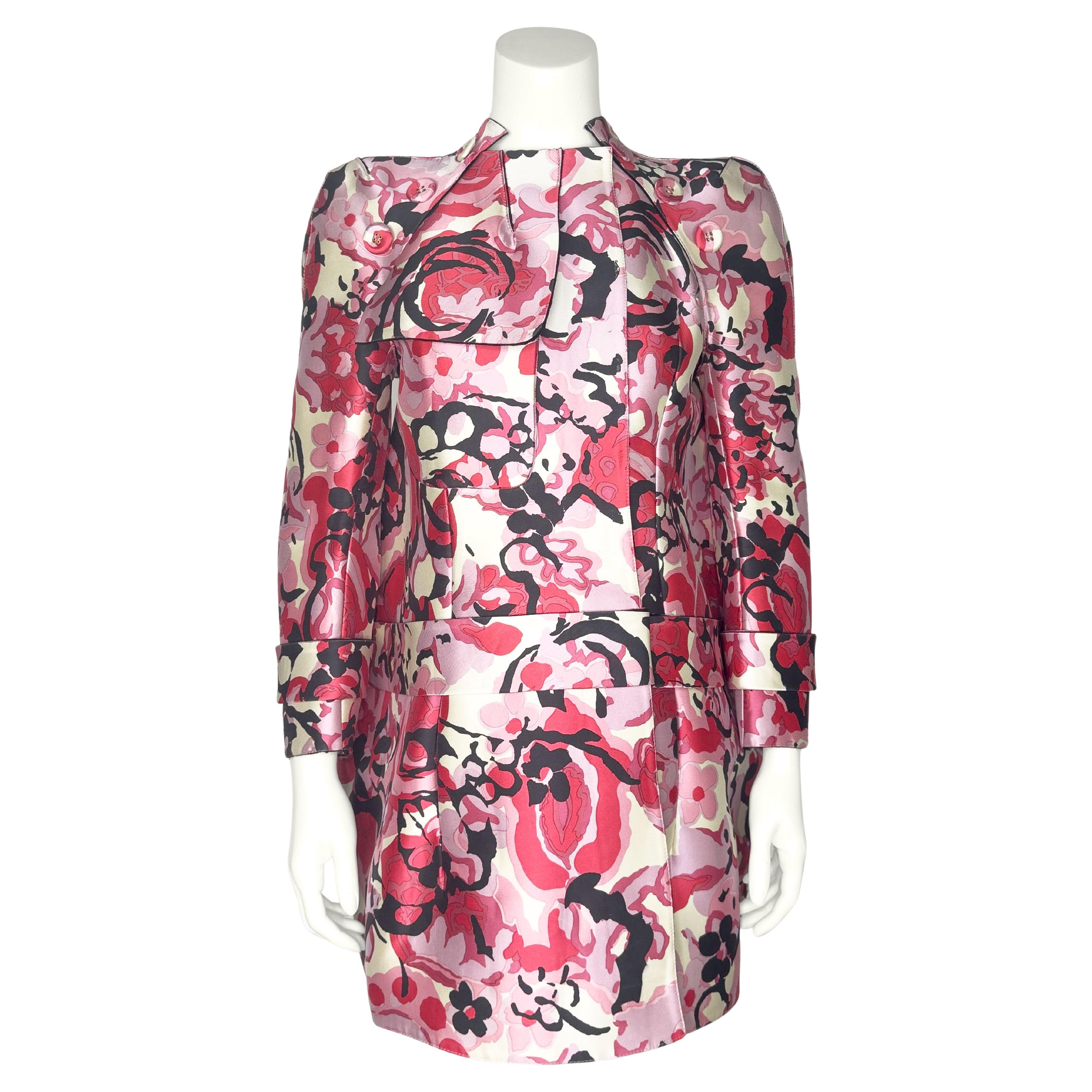 Balenciaga by Nicolas Ghesquière Spring 2008 Floral Neoprene Sculpted Coat Dress For Sale