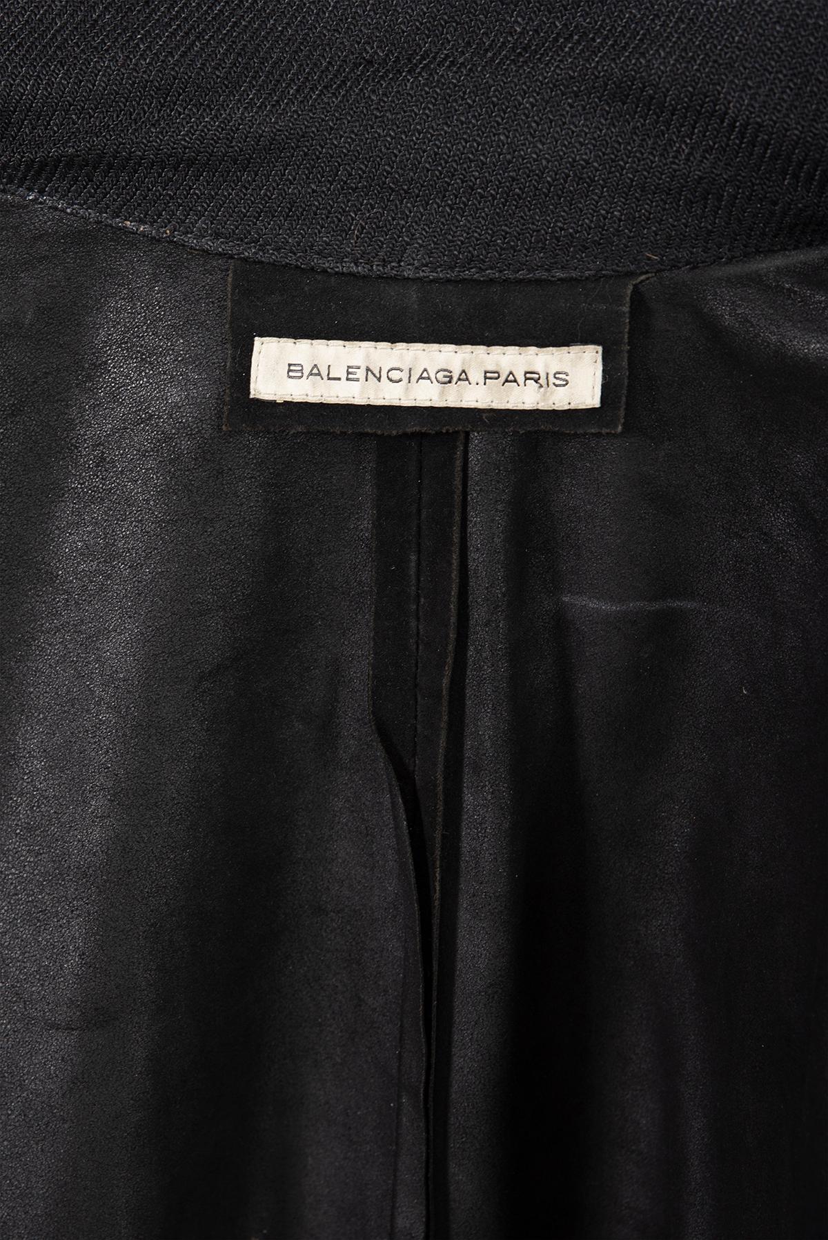 BALENCIAGA BY NICOLAS GHESQUIÈRE SS 05 Iconique et rare veste marine en daim Excellent état - En vente à Milano, MILANO