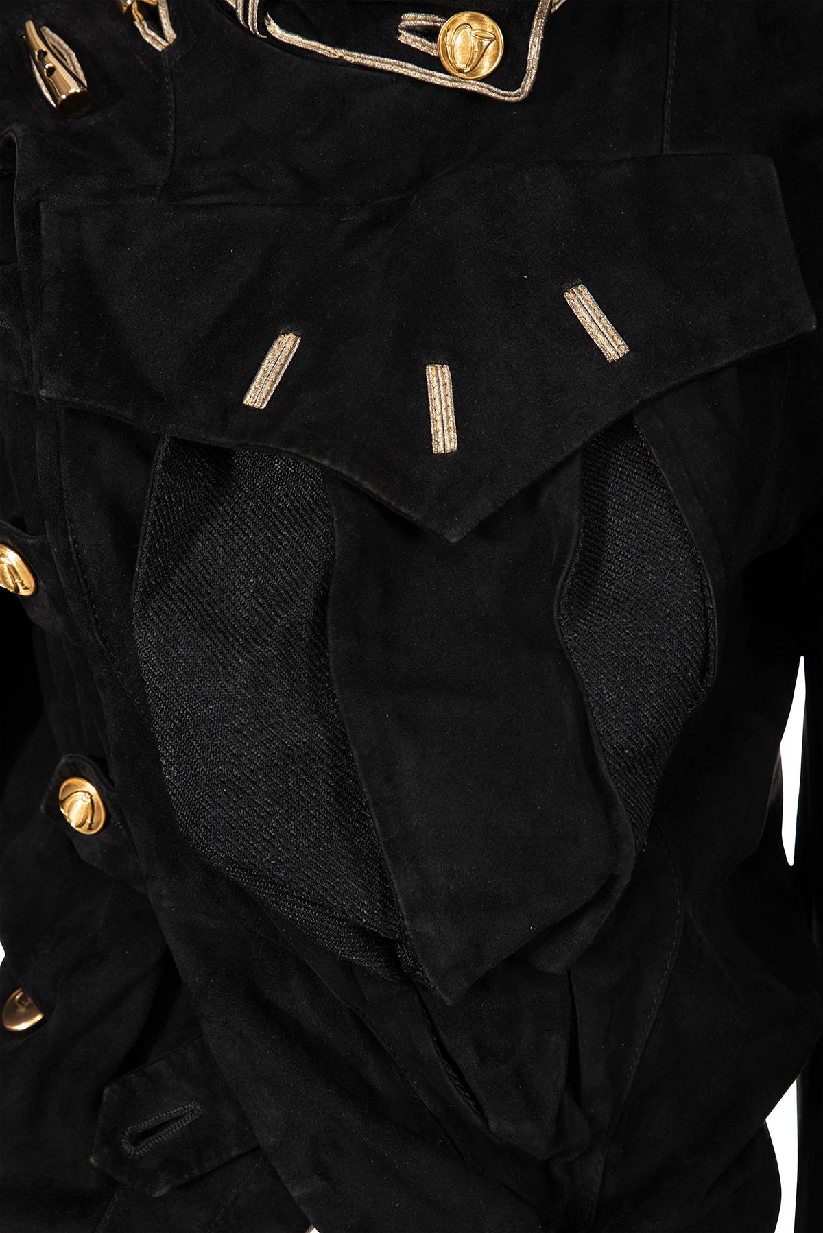 BALENCIAGA BY NICOLAS GHESQUIÈRE SS 05 Iconique et rare veste marine en daim en vente 1