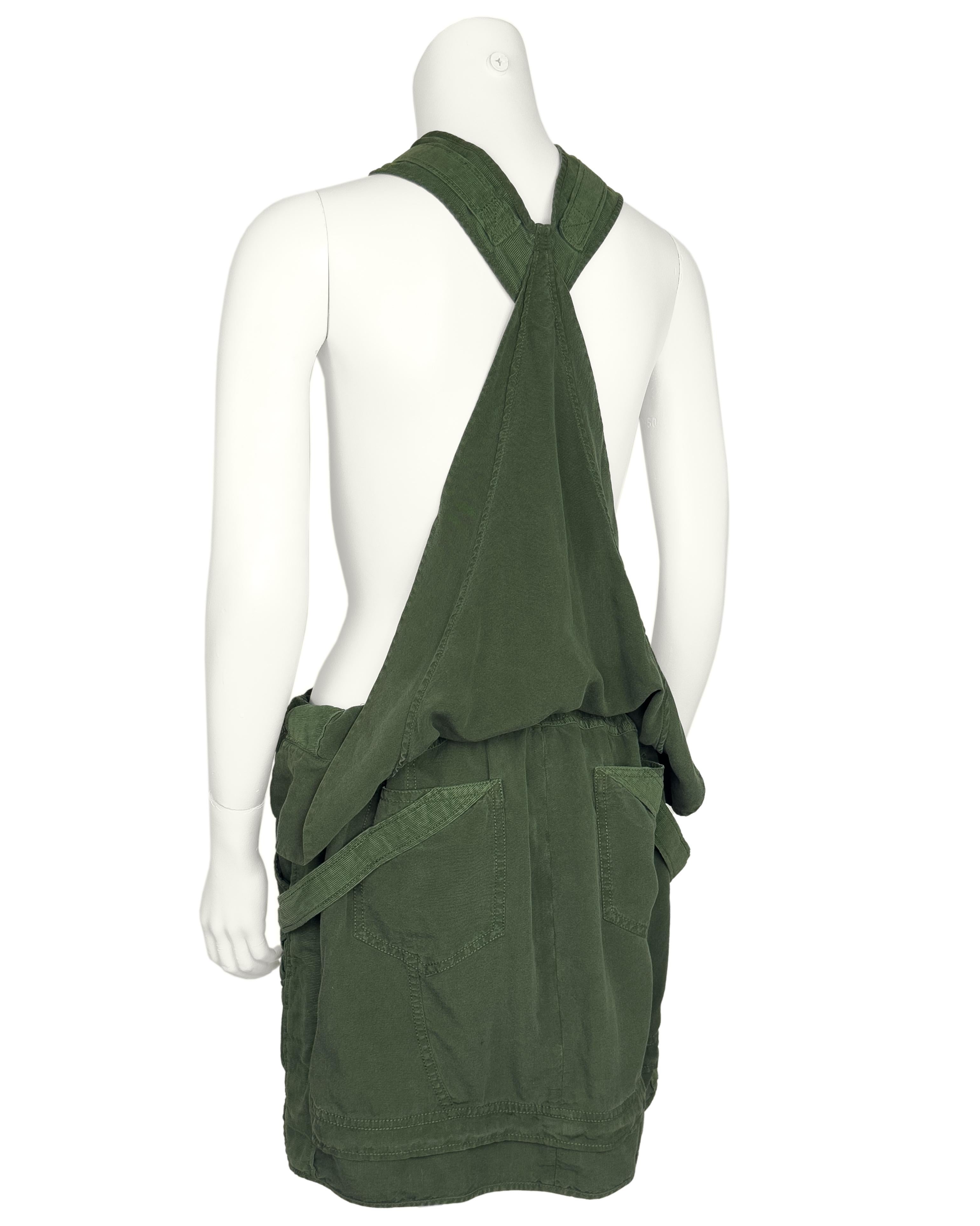 Balenciaga by Nicolas Ghesquière SS 2002 Grüner Cargo Style Halter Rock/Romper im Zustand „Hervorragend“ im Angebot in Toronto, Ontario