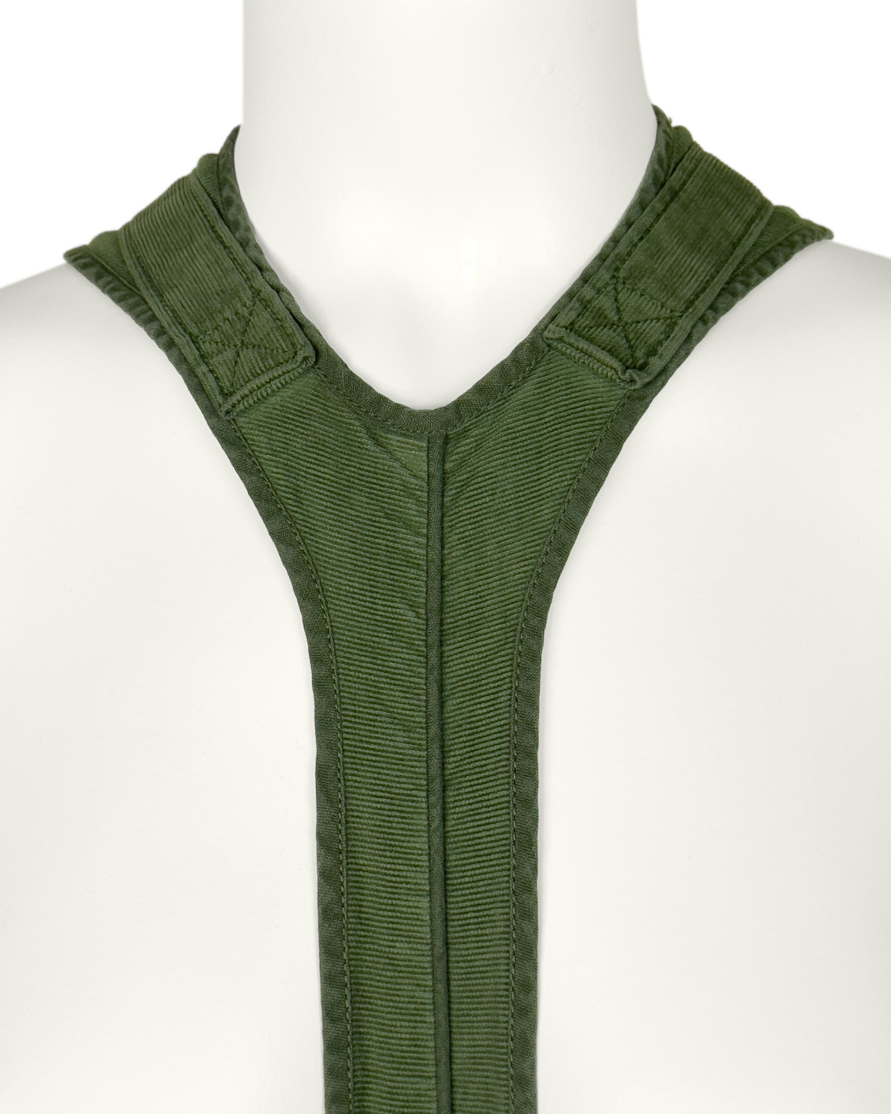 Balenciaga by Nicolas Ghesquière SS 2002 Grüner Cargo Style Halter Rock/Romper Damen im Angebot